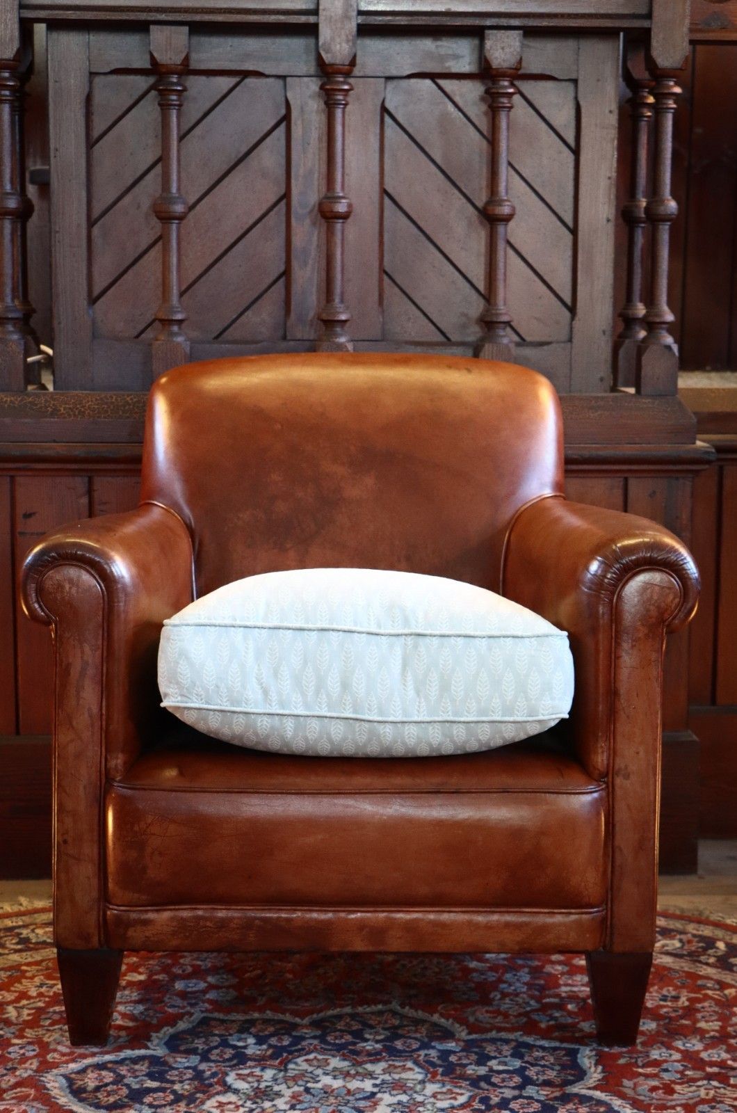 Laura Ashley Burlington Leather Library Club Fireside Leather Armchair Tan Del🚚 photo 595.0