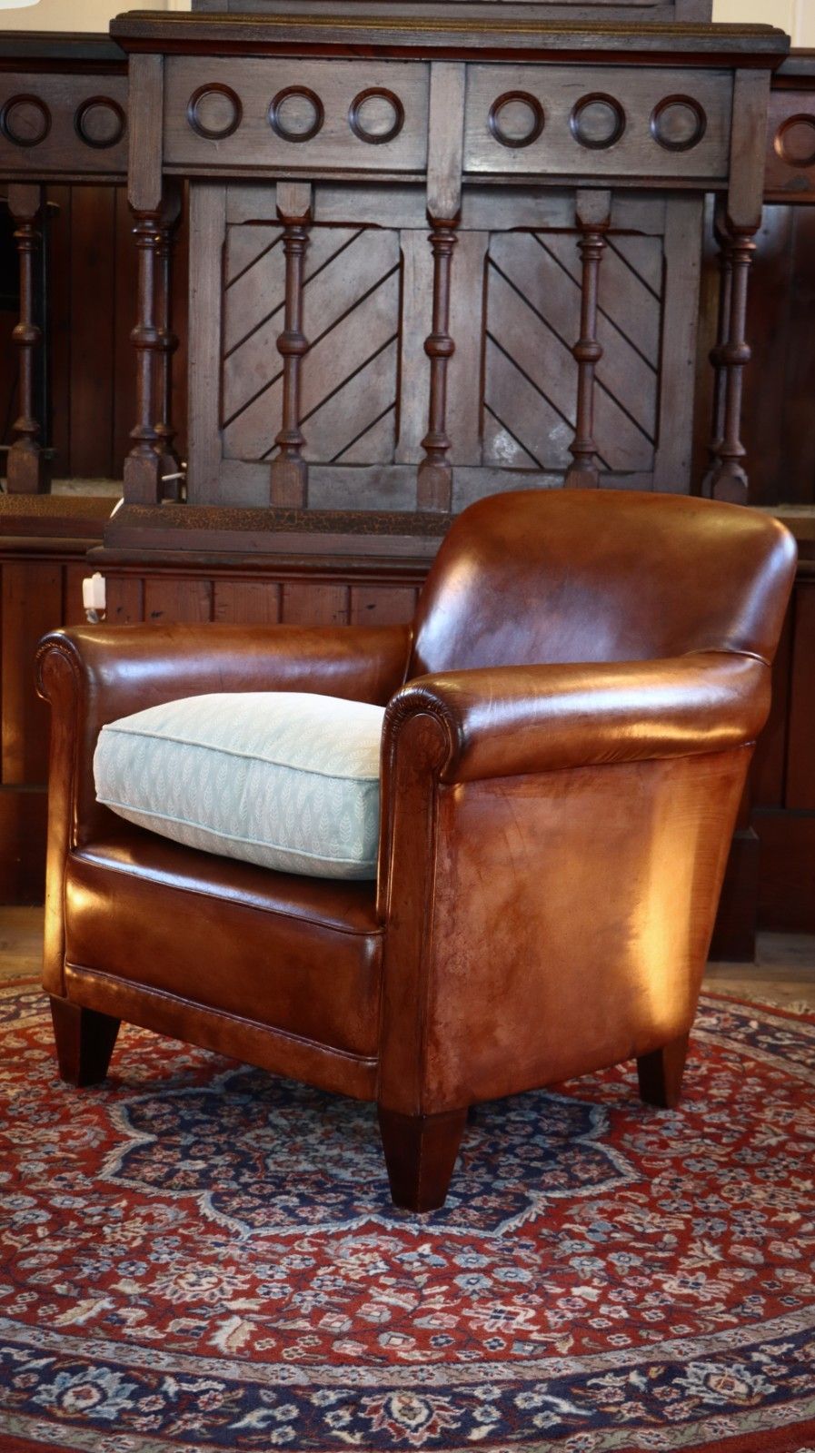 photo for sale Laura Ashley Burlington Leather Library Club Fireside Leather Armchair Tan Del🚚
