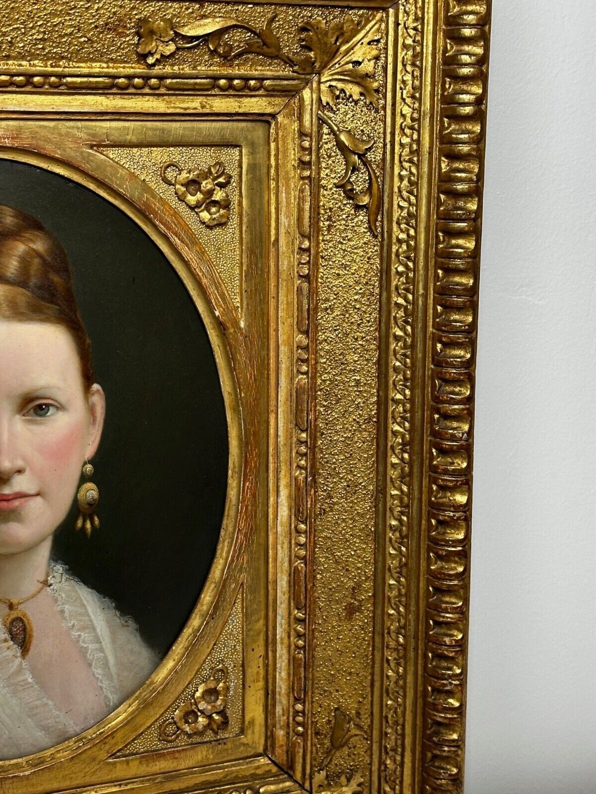 Victorian 19th Century Oil Painting Portrait Young Dutch Hague Lady Nobility photo for sale