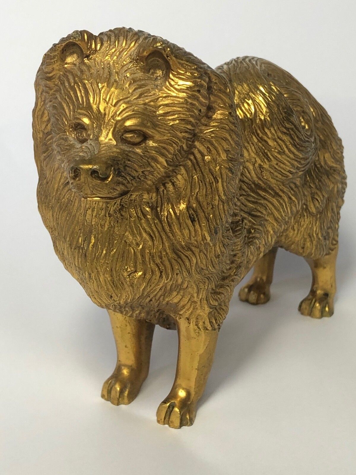 Antiek art deco verguld bronzen Spitz hond auto-mascotte gesigneerd A G Ward photo for sale