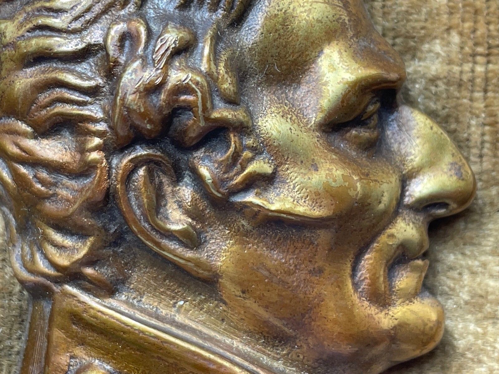 Early Victorian Gilded Ormolu Bronze Portrait Duke Wellington Wall Plaque Sculpture photo 1800.0