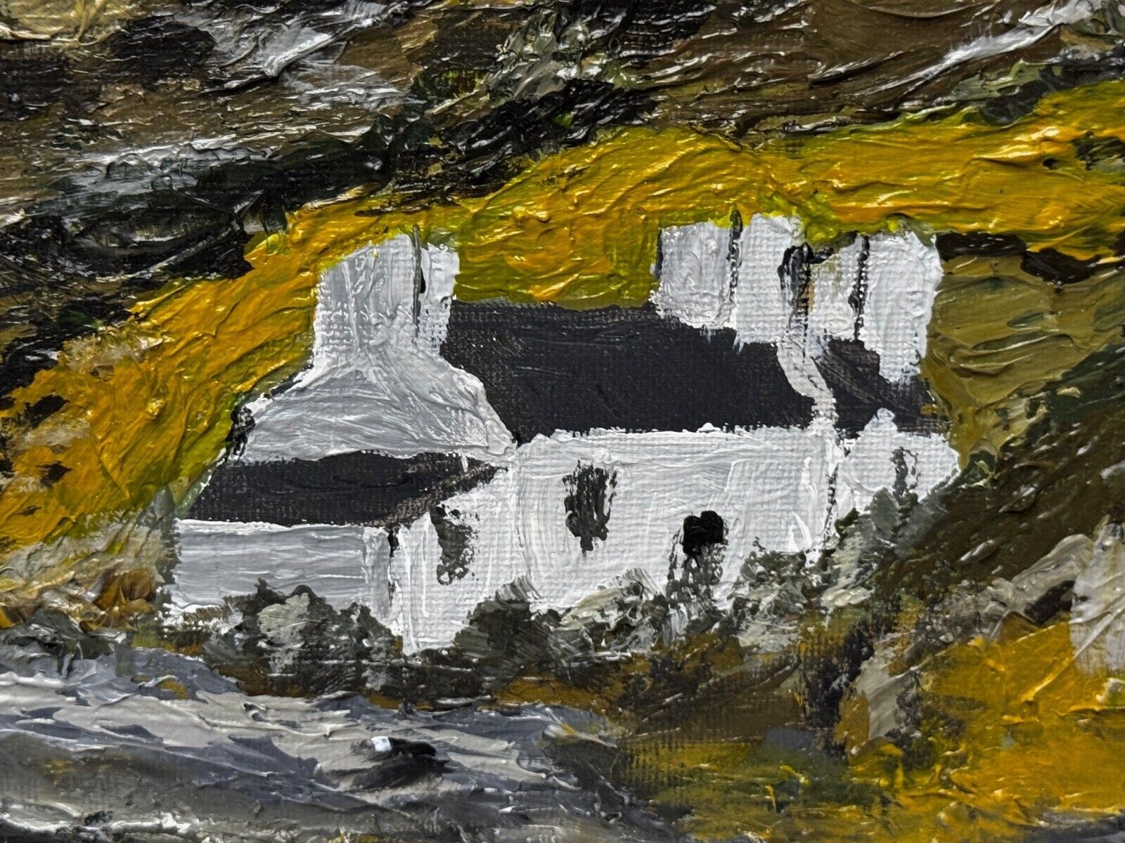 photo for sale Welsh Landscape Painting Cottages, Carneddau Mountains Snowdonia After Kyffin Williams
