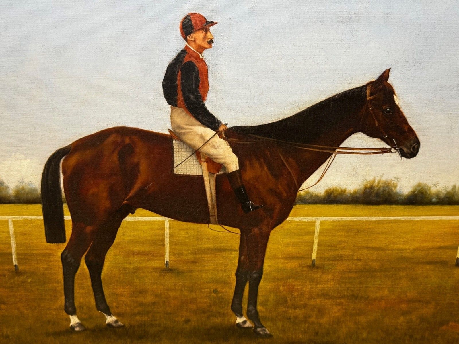 19e-eeuws ruitersschilderij, olieverf, Master Walter, winnaar Governor's Cup, Colombo Races, in de stijl van Harry Hall photo for sale