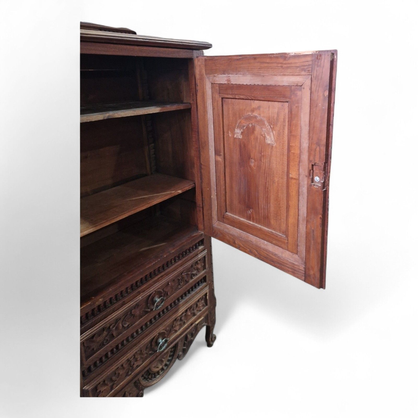 photo vinterior Antique Carved Oak Renaissance Revival Cabinet C.1880 Flemish Figural Panel Tall