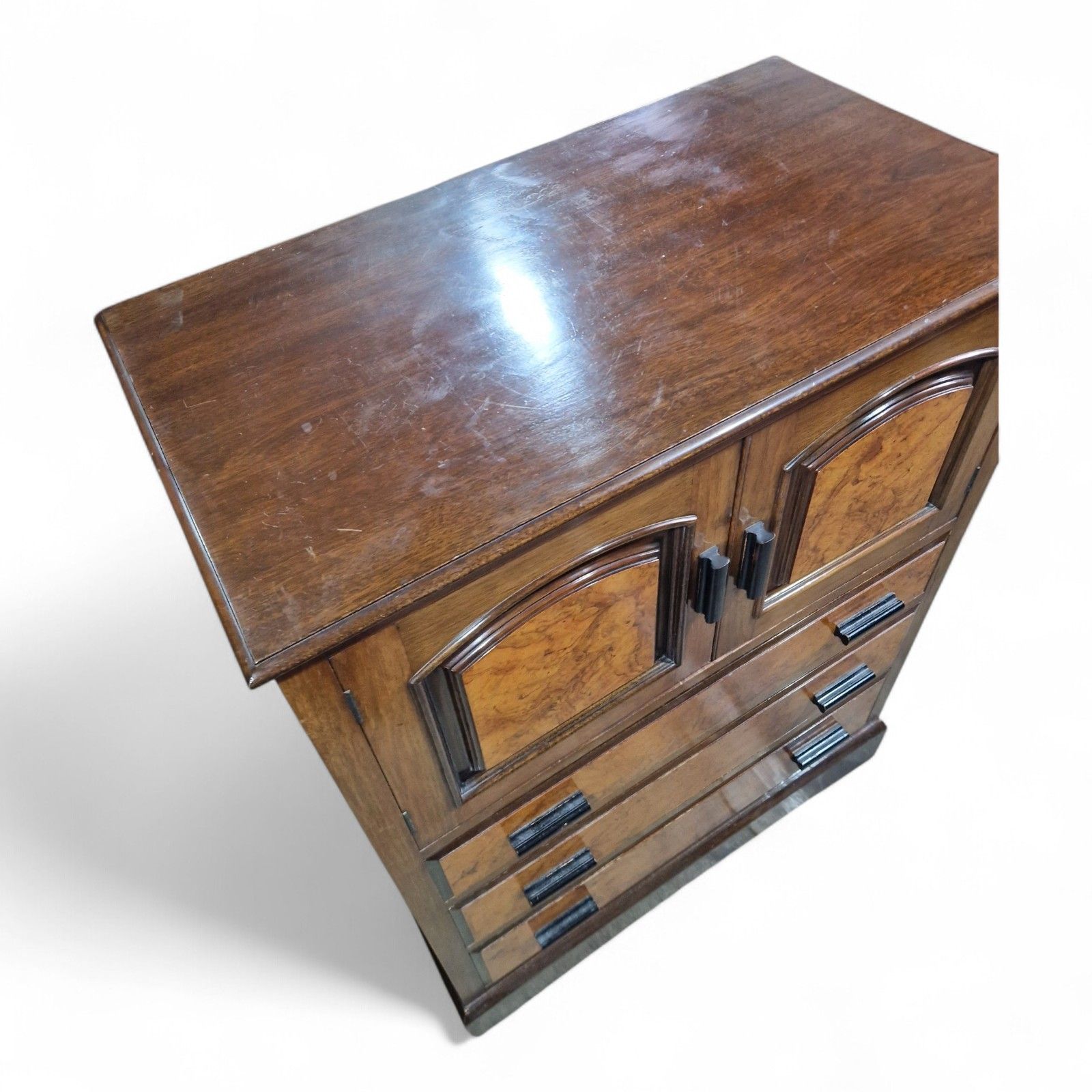 Antique Victorian Millinery Chest Walnut Cabinet 3 Drawers Cupboard Storage photo vintage