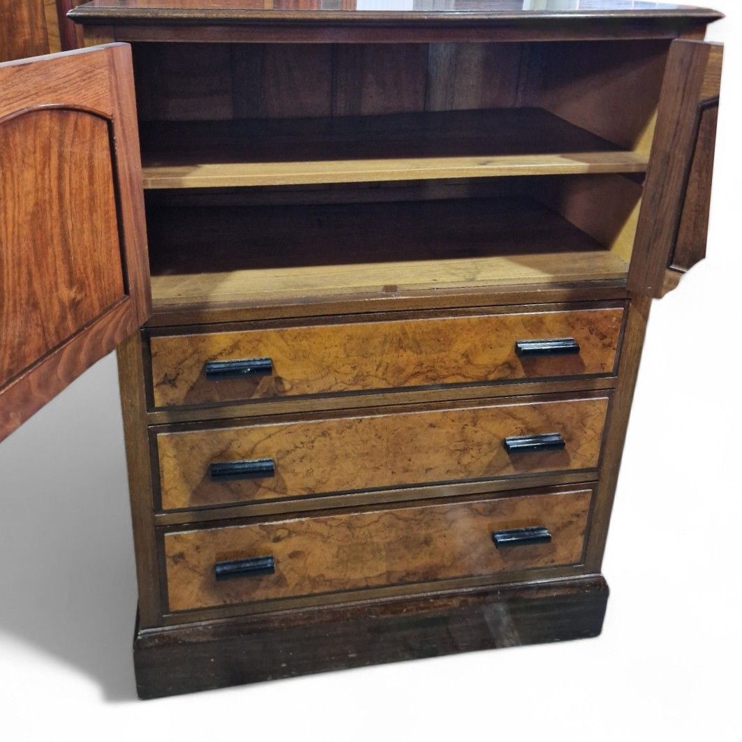 Furniture Antique Victorian Millinery Chest Walnut Cabinet 3 Drawers Cupboard Storage photo
