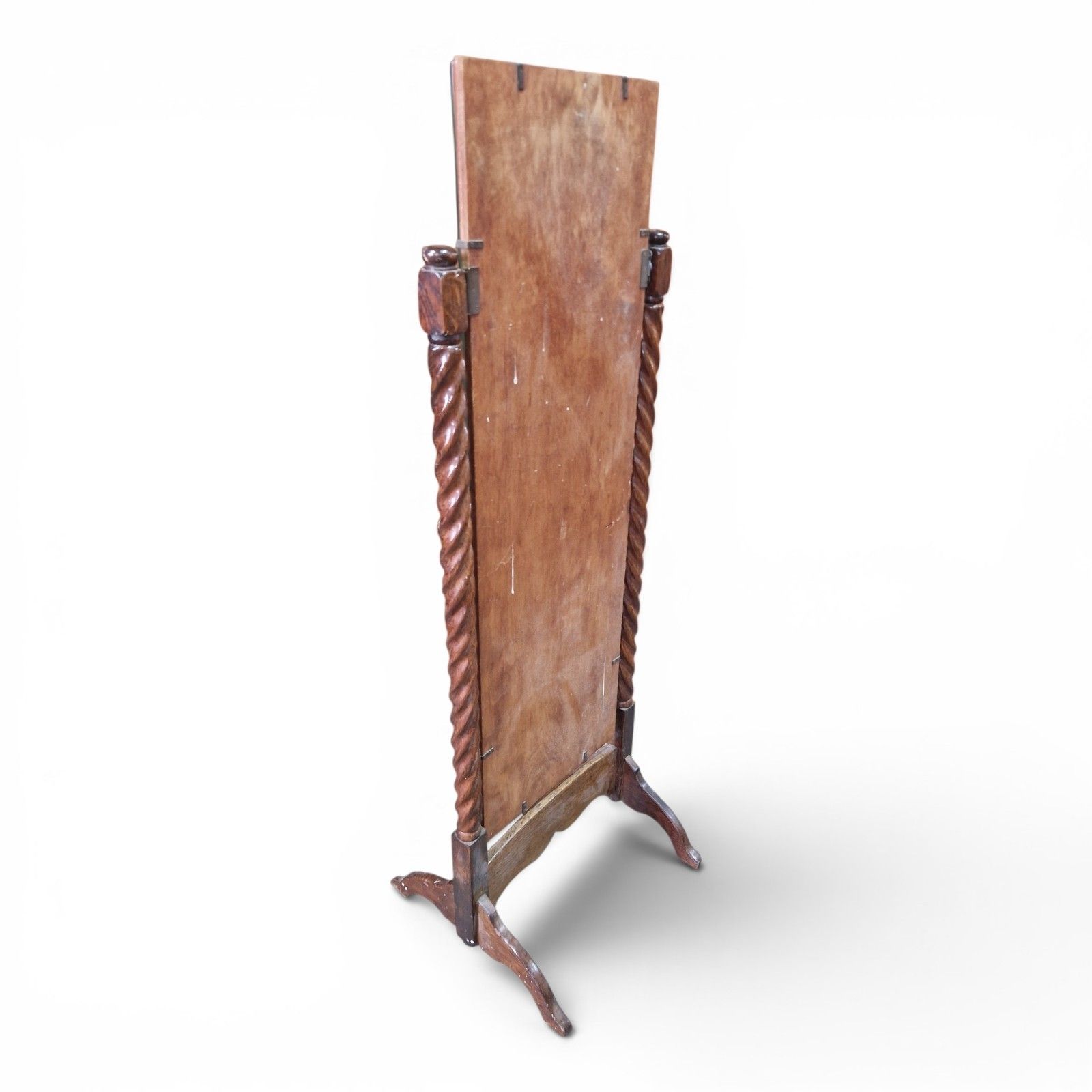Home Decor Vintage Cheval Mirror Barley Twist Stand Early 20th Century Tilting Mirror Oak photo