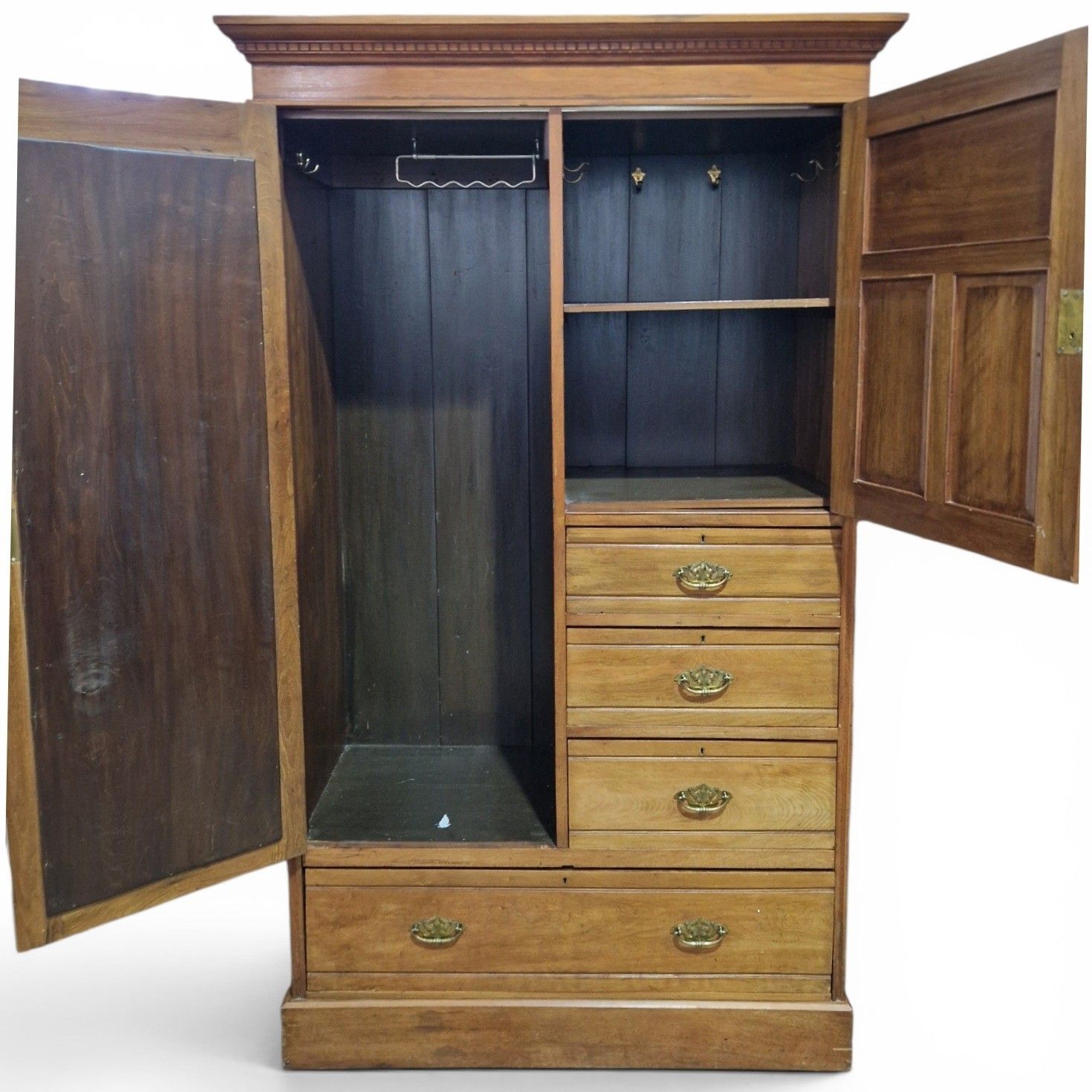 Antique Scottish Ash Wardrobe Mirror Door Antique Combination Armoire Victorian photo Furniture