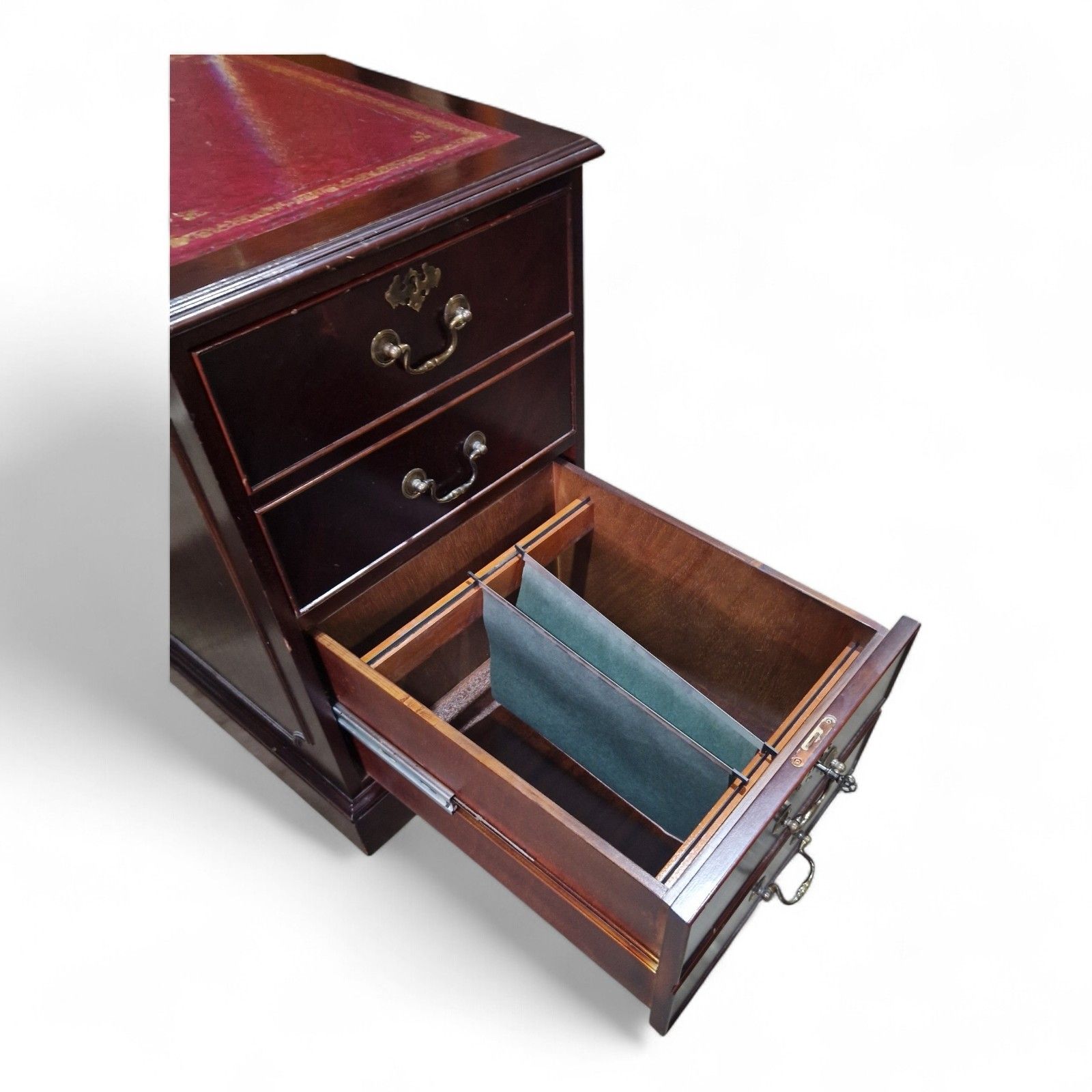 photo furniture Mahogany Filing Cabinet Leather Top 2 Drawer Georgian Regency Style