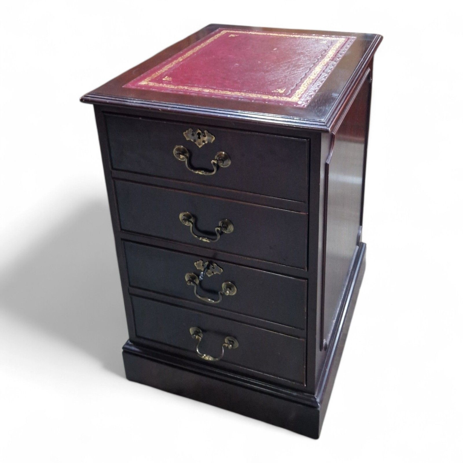 photo vintage Mahogany Filing Cabinet Leather Top 2 Drawer Georgian Regency Style