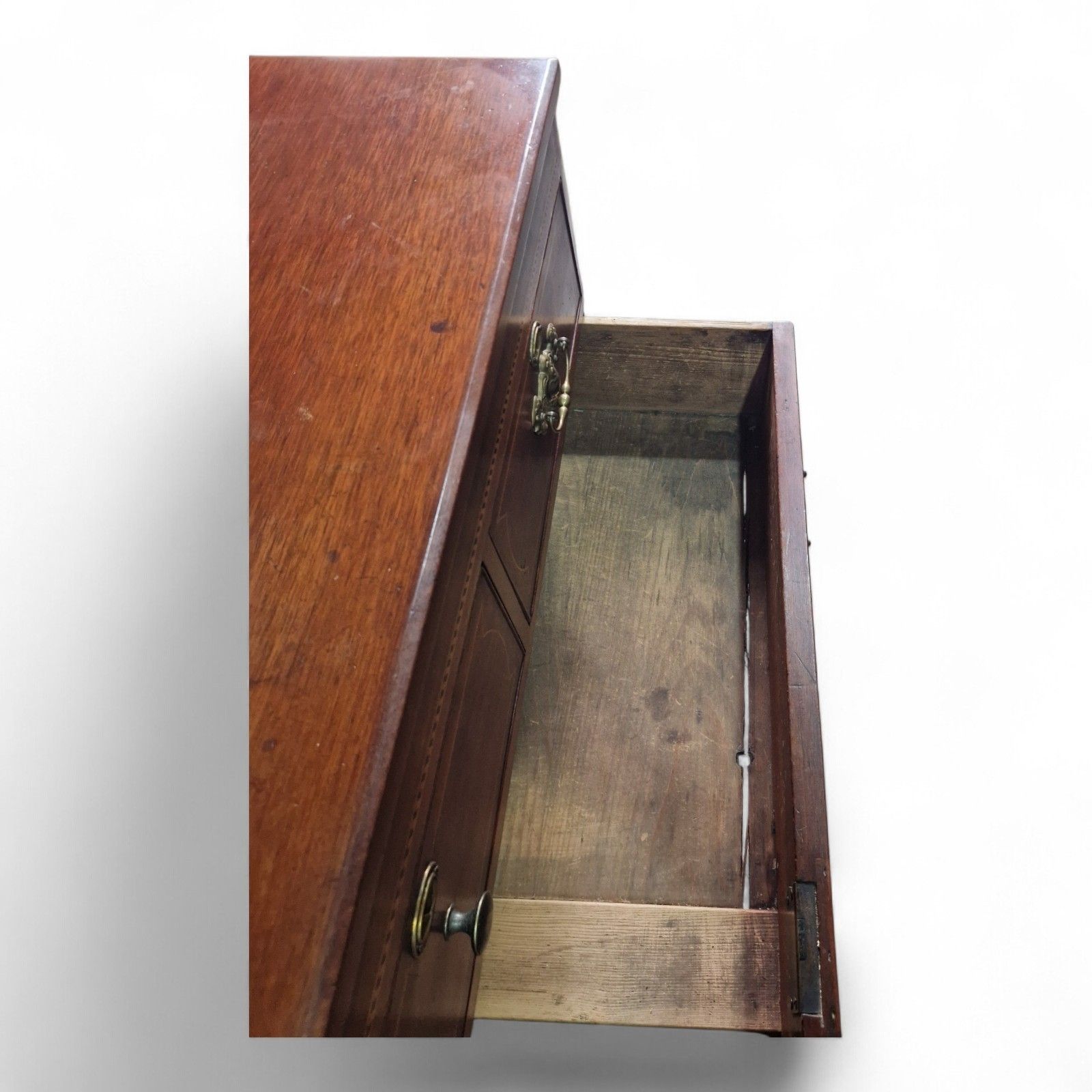 Antique Georgian Mahogany Chest Of Drawers Inlaid 6 Drawer Large Chest photo vintage