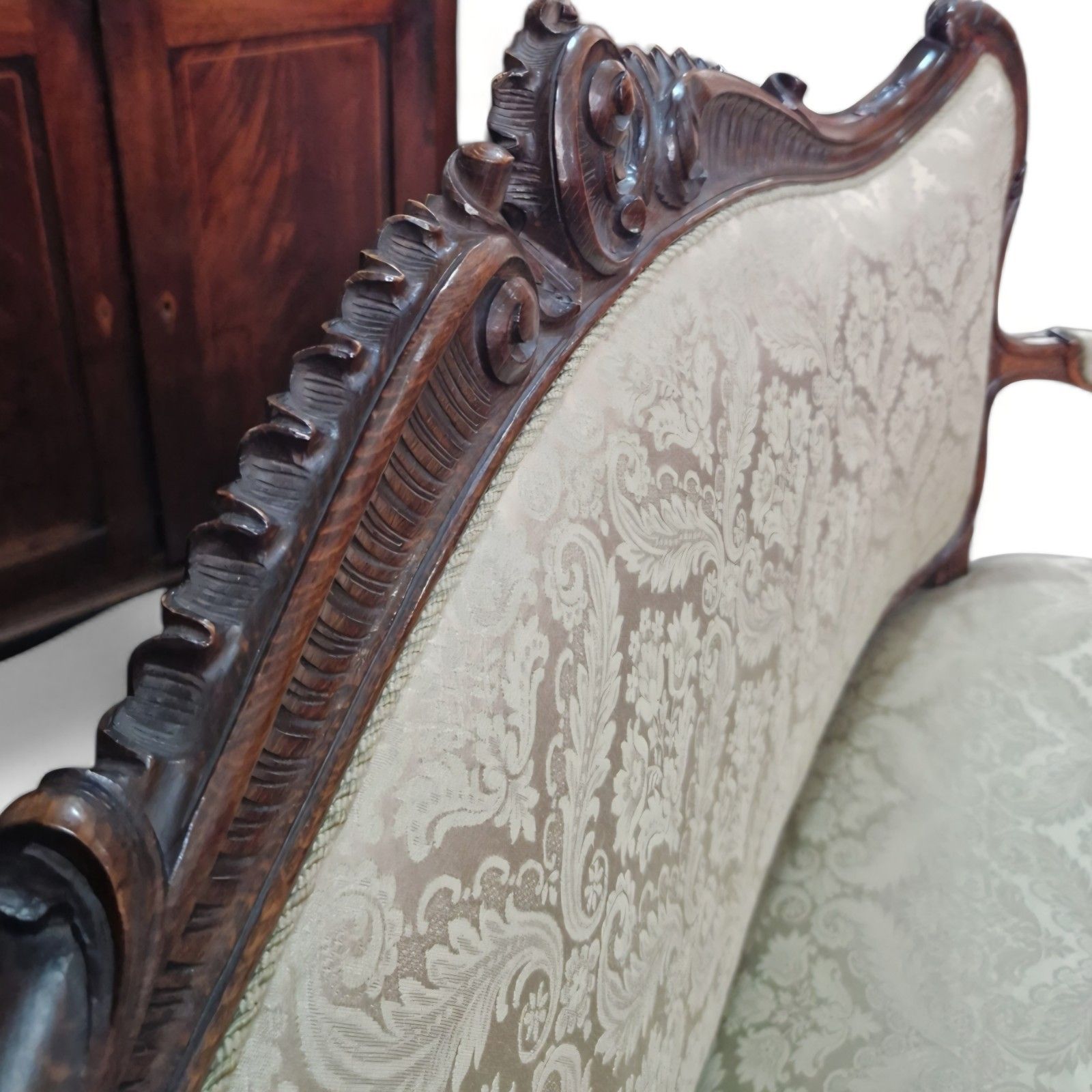 Antique Style French Carved Sofa Settee Louis XV Walnut Upholstered Seat photo buy