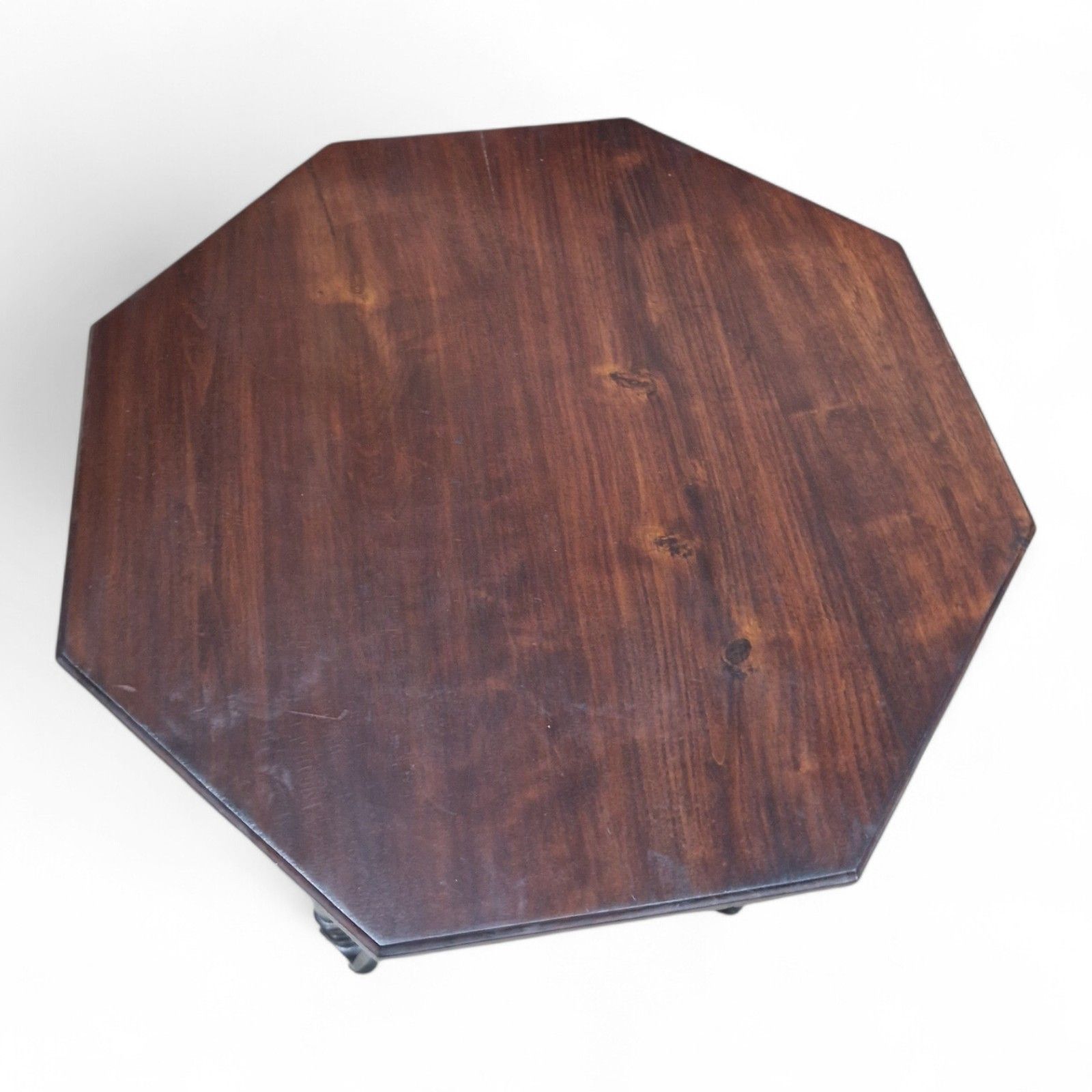 Victorian Octagonal Occasional Table 2 Tier Solid Wood Turned Supports Antique photo vinterior