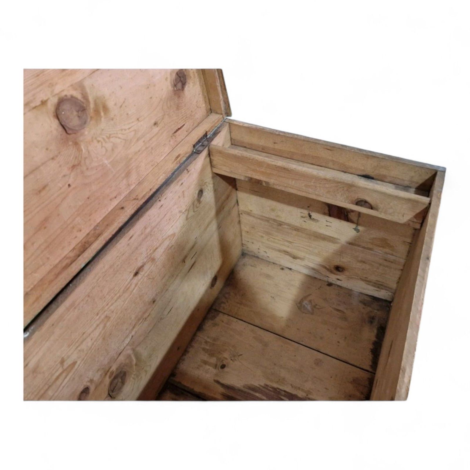 165.0 Pine Blanket Box Antique Wood Hand Painted Scandinavian Folk Art Storage Chest photo