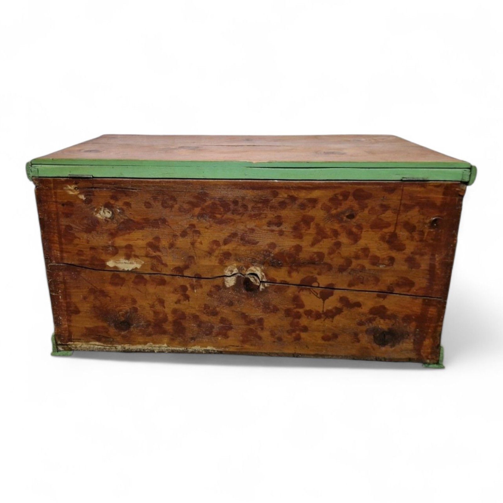 photo buy Pine Blanket Box Antique Wood Hand Painted Scandinavian Folk Art Storage Chest