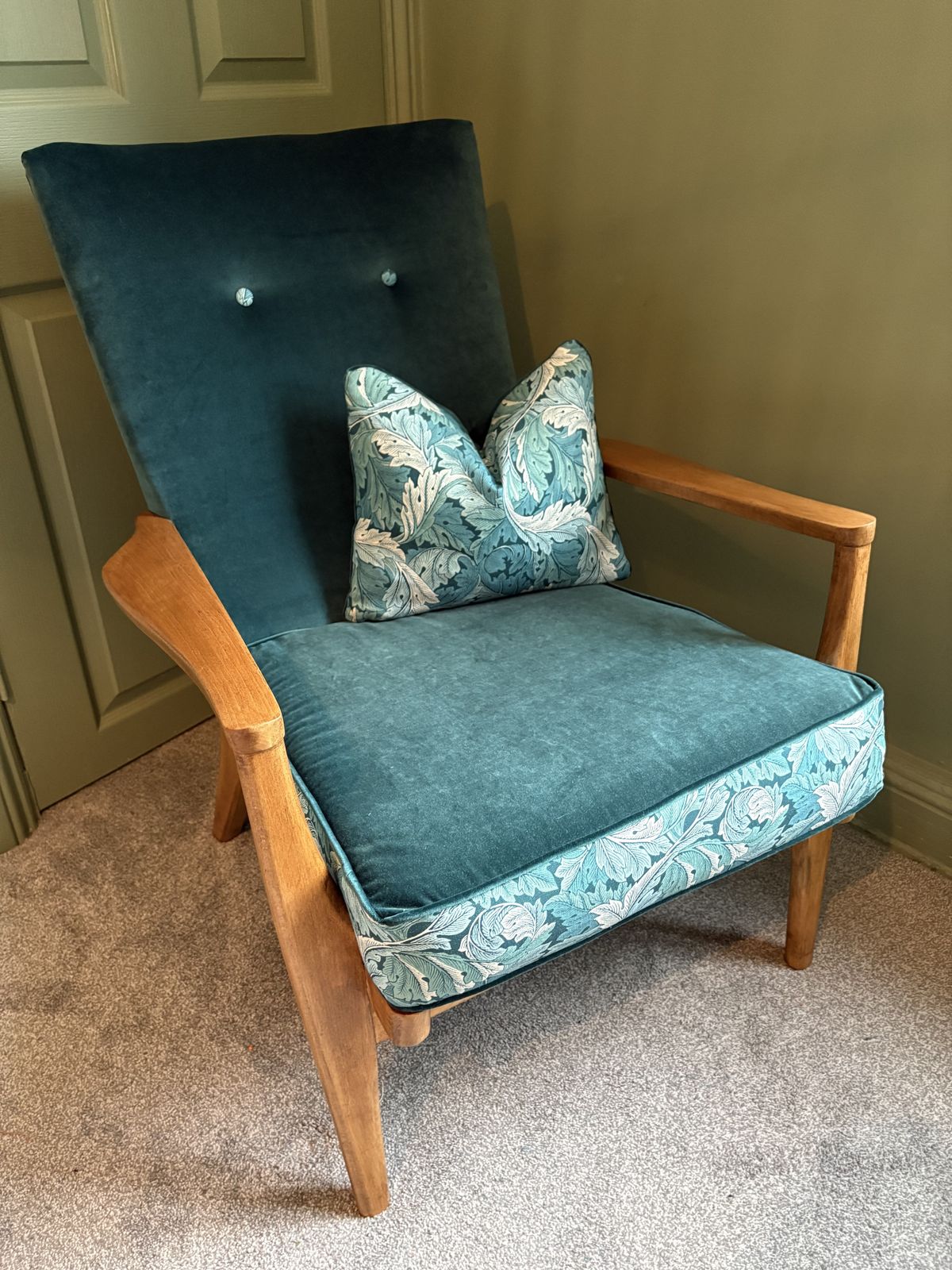 Parker Knoll Chair Refurbished In William Morris Acanthus. photo furniture