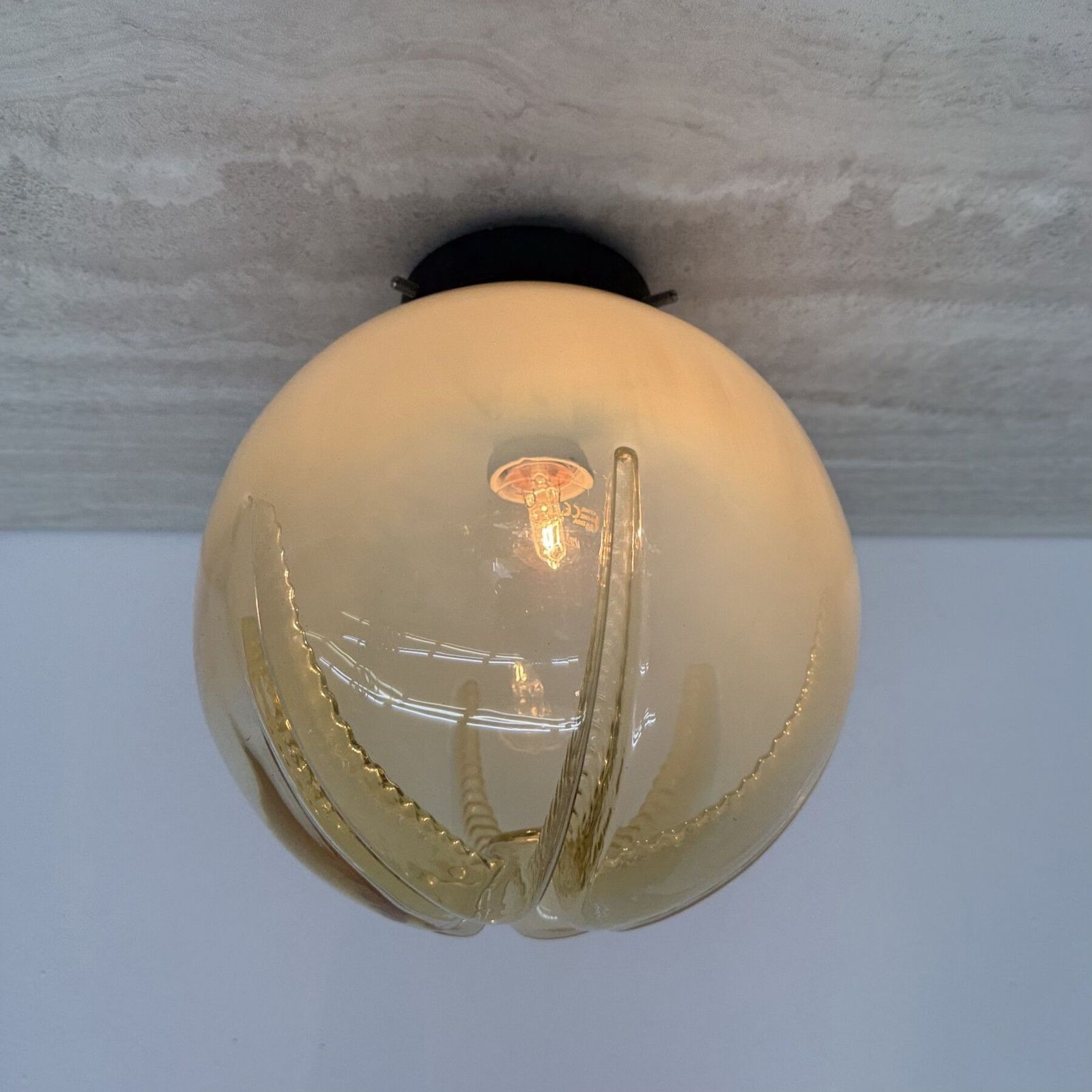 Mid-Century Italiaanse glazen plafondlamp, jaren 1970 photo Verlichting