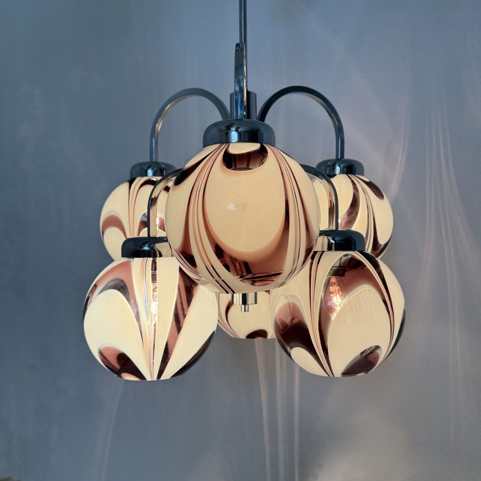 photo furniture Xl Italian Purple And White Murano Glass Swirl Chandelier , 1970s