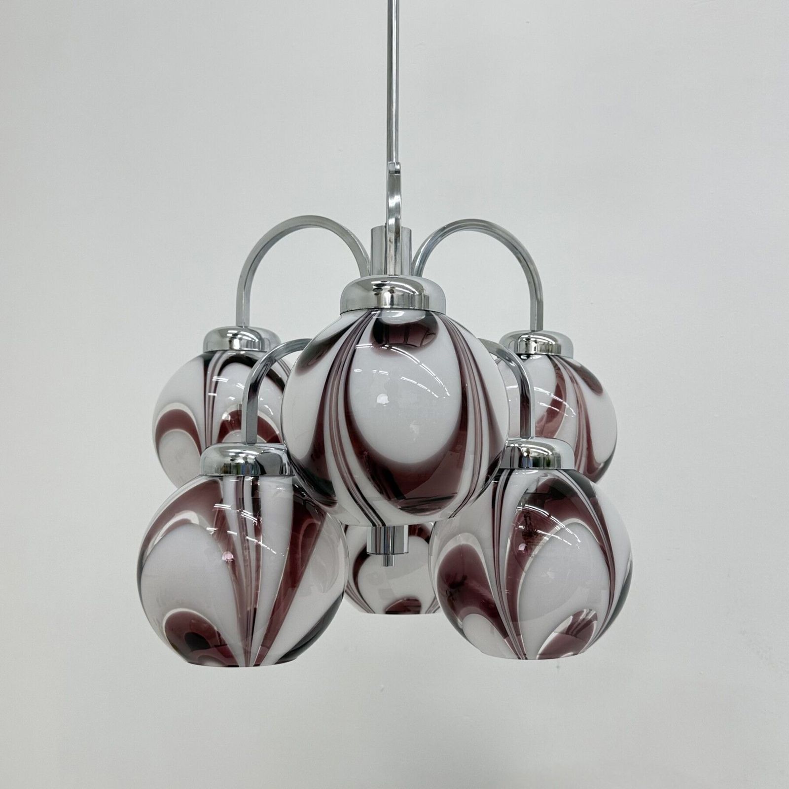photo buy Xl Italian Purple And White Murano Glass Swirl Chandelier , 1970s
