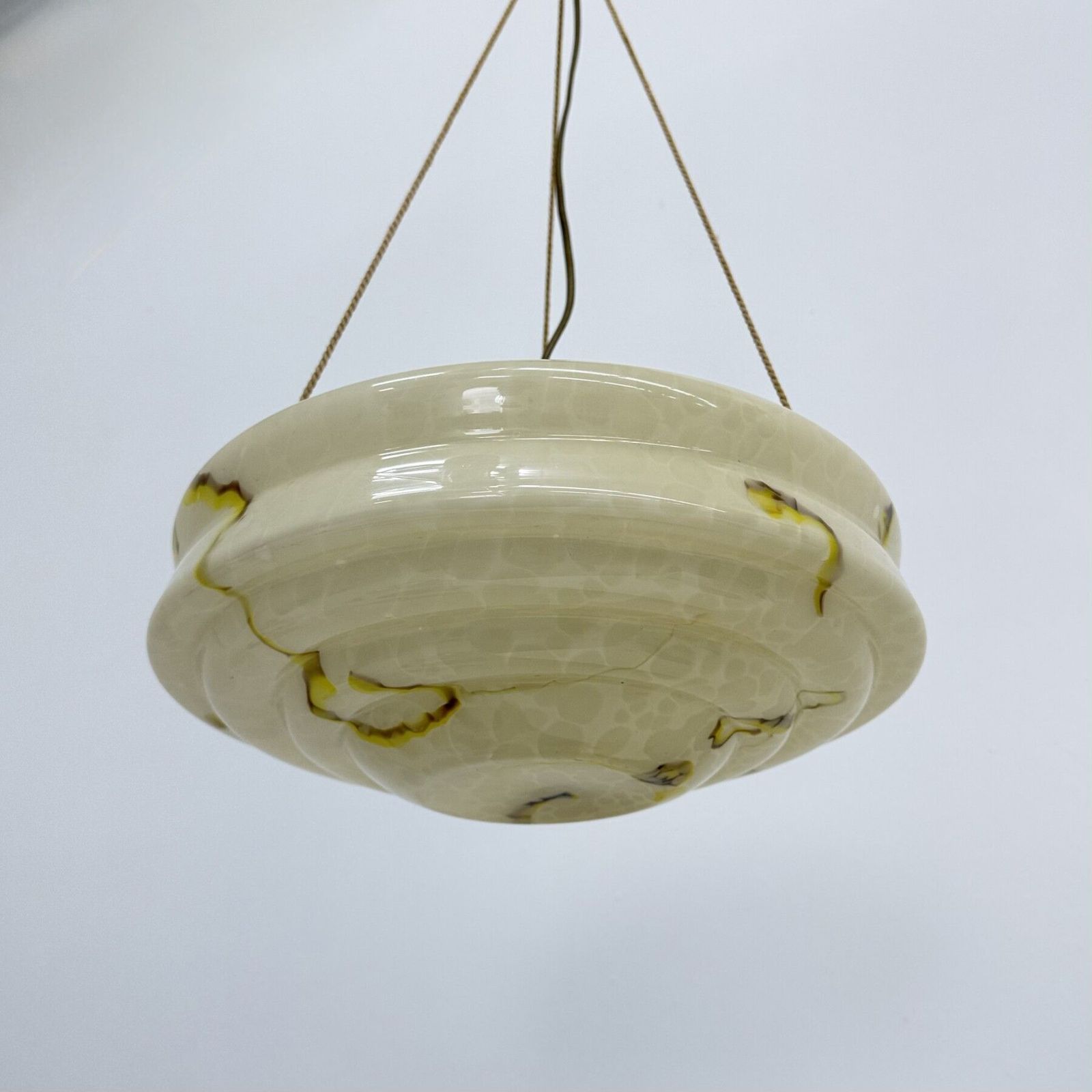 photo vintage Art Deco Glass Hanging Lamp , 1950s