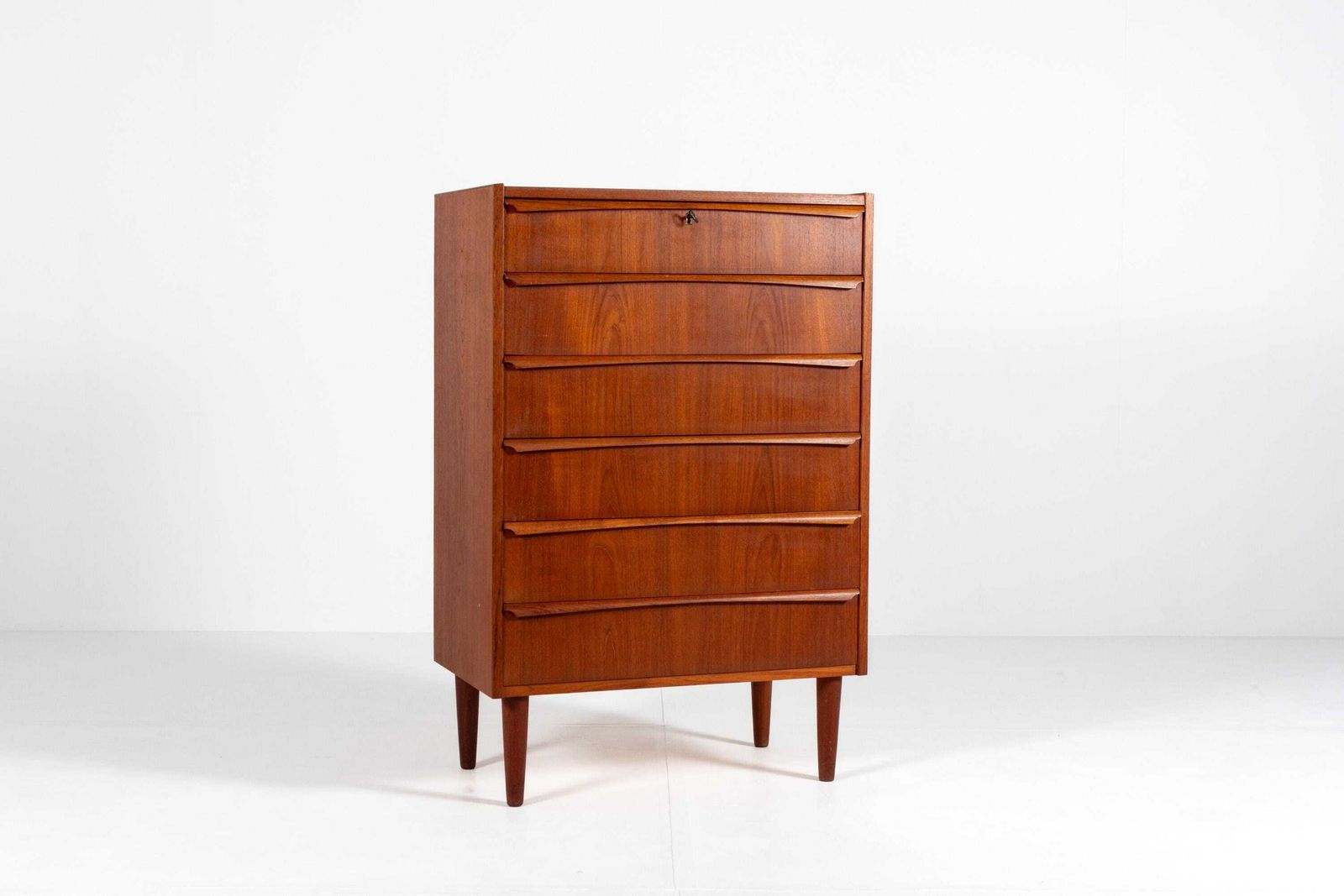 Vintage 1960s Teak Tallboy Chest Of Six Drawers, Denmark photo vintage