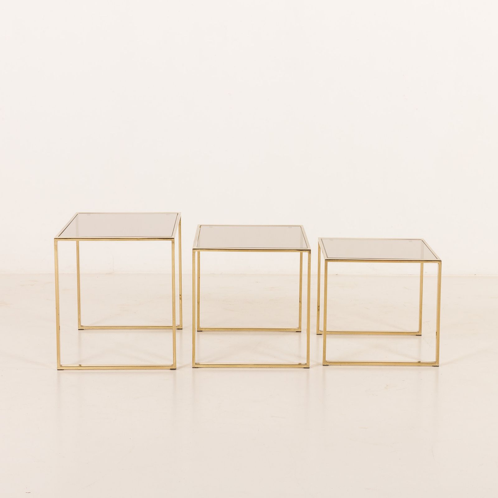 Set Of Three Brass Nesting Tables In The Style Of Romeo Rega, Italy, 1970s photo 804.0