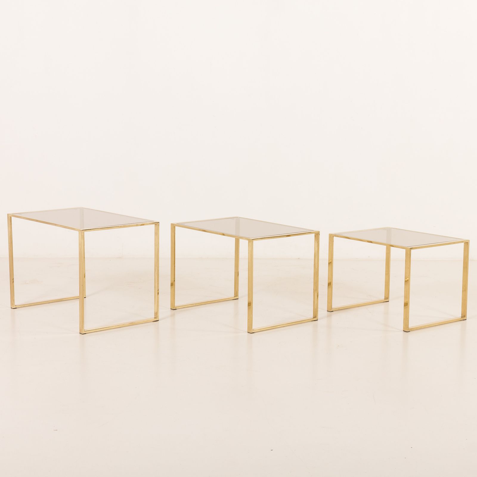 Set Of Three Brass Nesting Tables In The Style Of Romeo Rega, Italy, 1970s photo vinterior