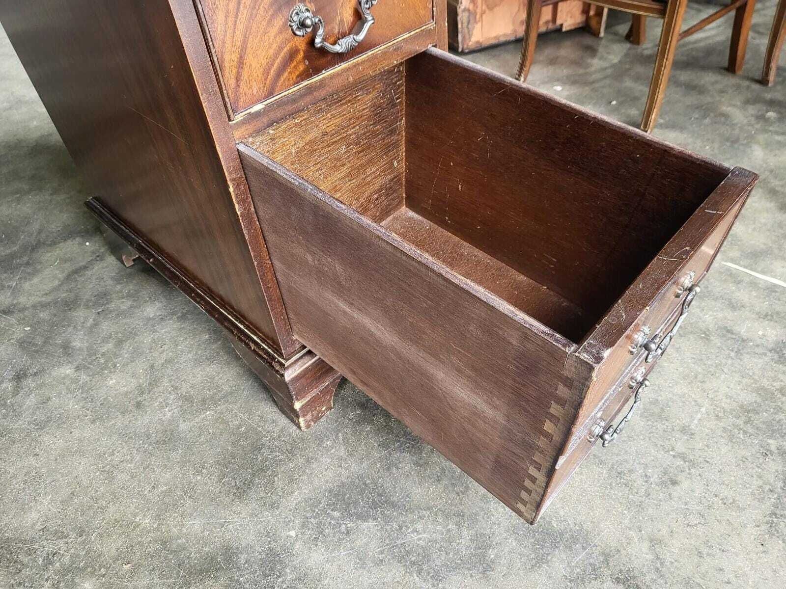 photo for sale Antique Repro Shabby Small Twin Pedestal Desk Leather Top