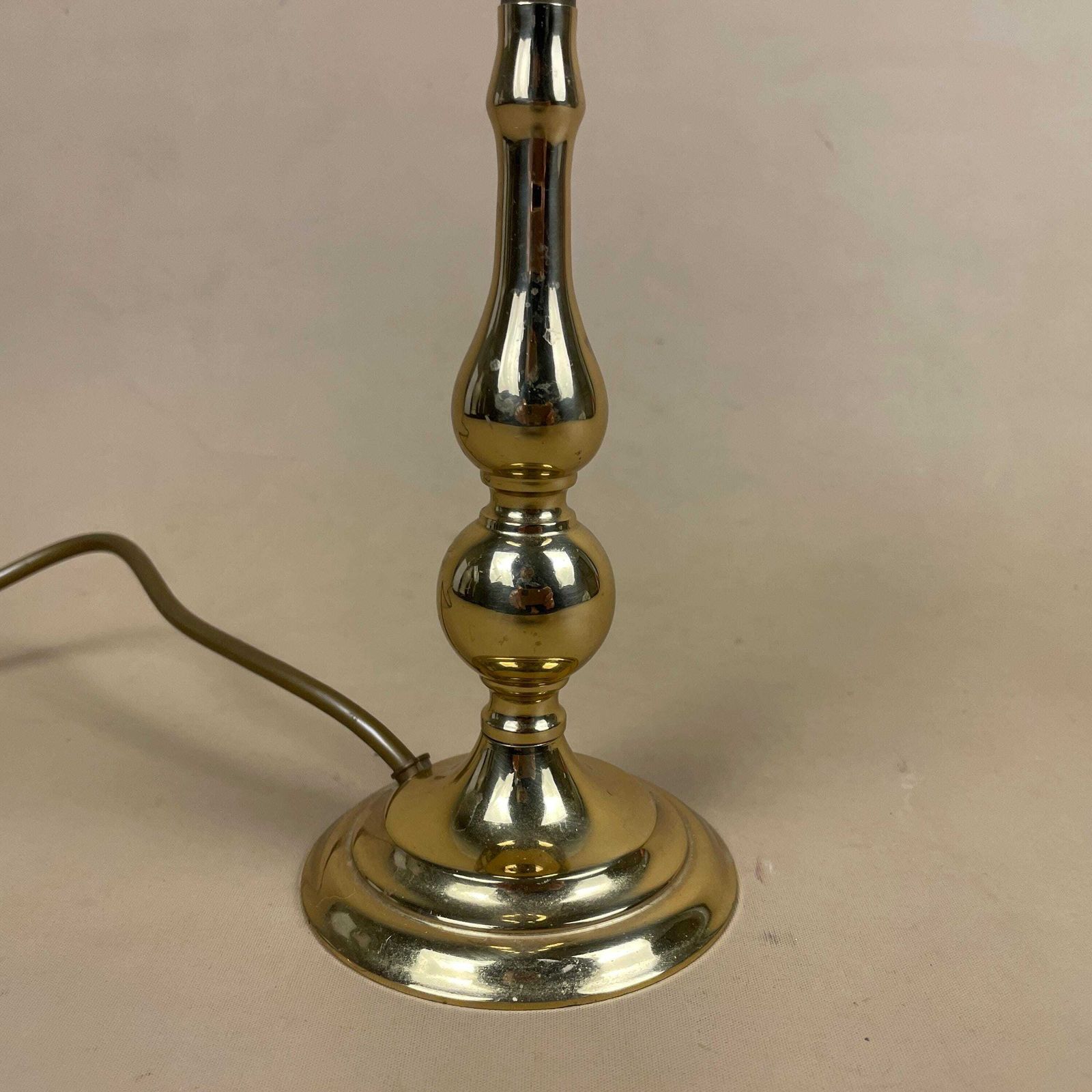 Gold Brass Metal Lamp Light Bedside Side Table Desk Column Pillar Ornate Round Base Cottage Antique Vintage Classic Candle photo Lighting
