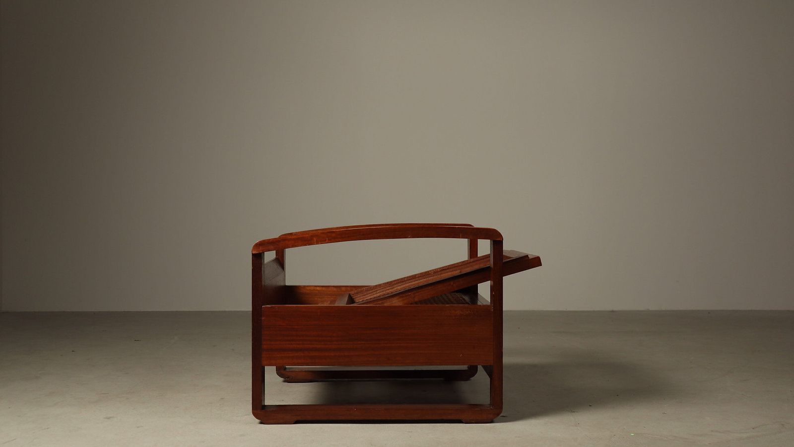 Mid Century Architectural Teak Lounge Chair With Cane Seat, 1950s photo vintage