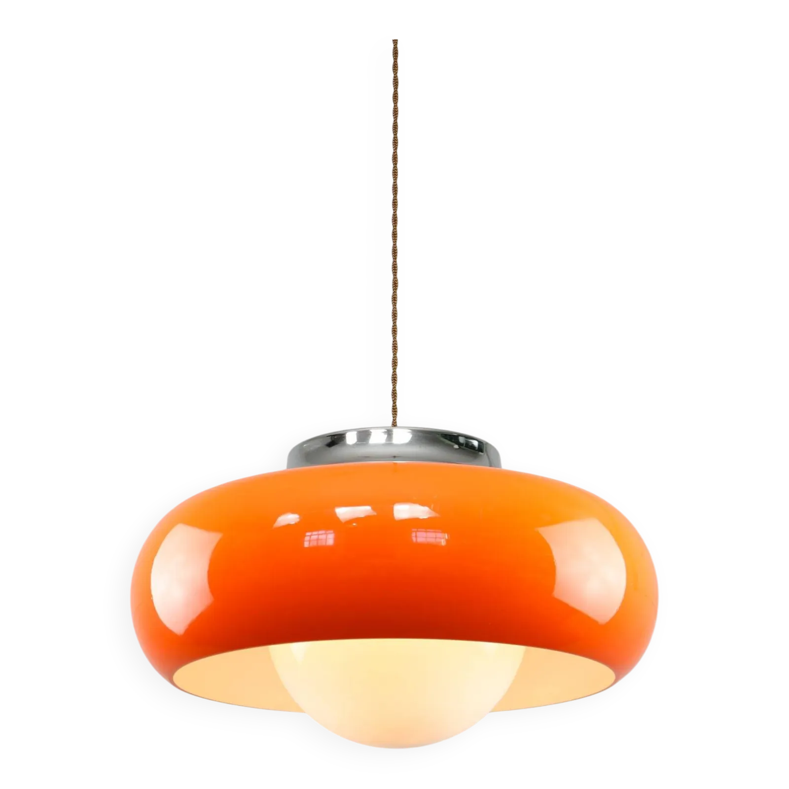 Grote Space Age hanglamp model Best van Guzzini in oranje, jaren 1970