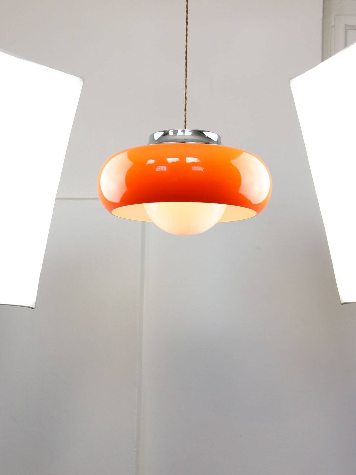 Large Space Age Model Best Pendant From Guzzini In Orange, 1970s photo for sale