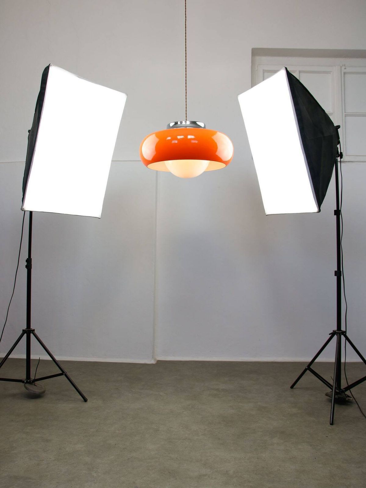Large Space Age Model Best Pendant From Guzzini In Orange, 1970s photo Lighting