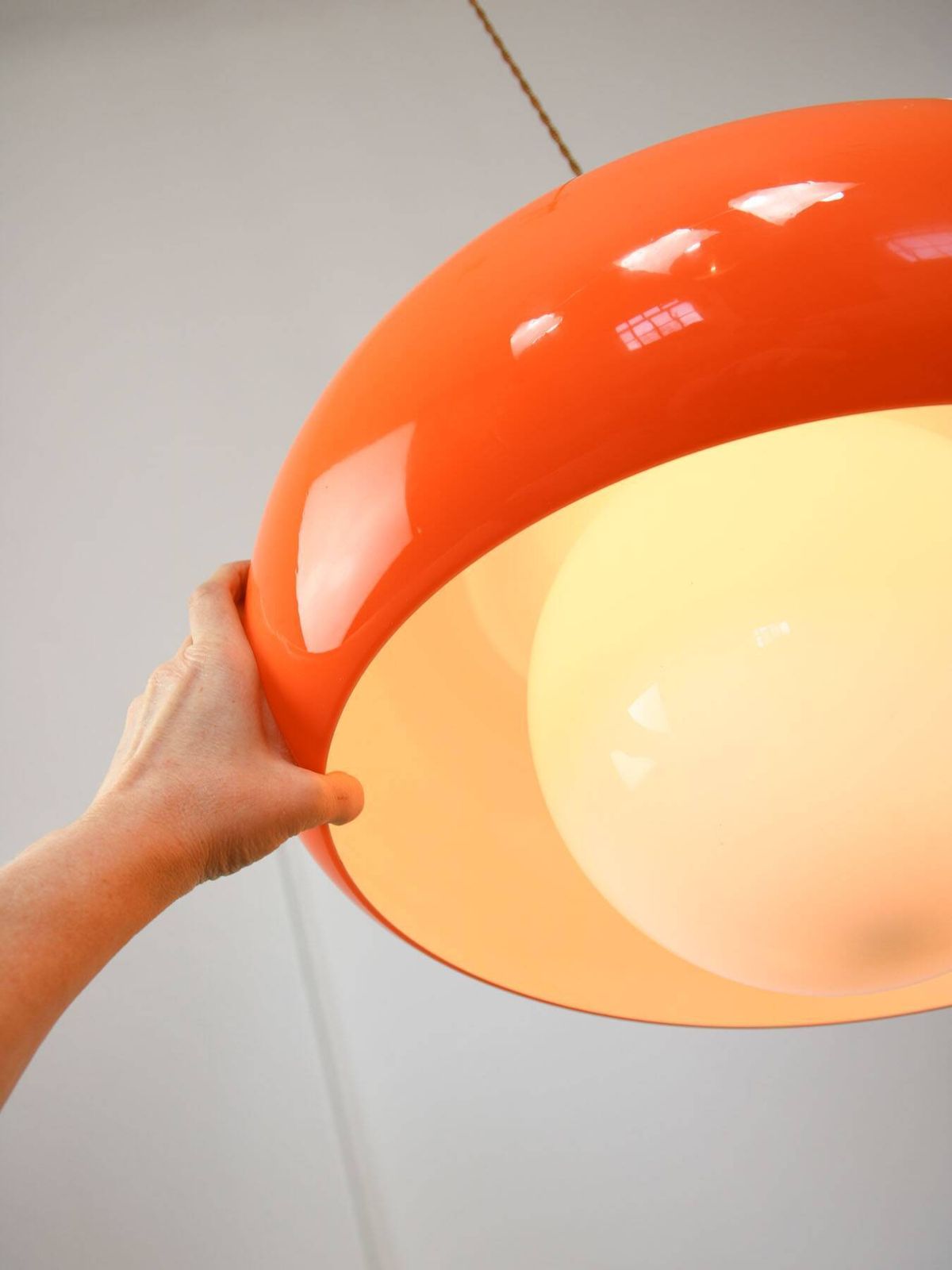 Grote Space Age hanglamp model Best van Guzzini in oranje, jaren 1970 photo 1627.0