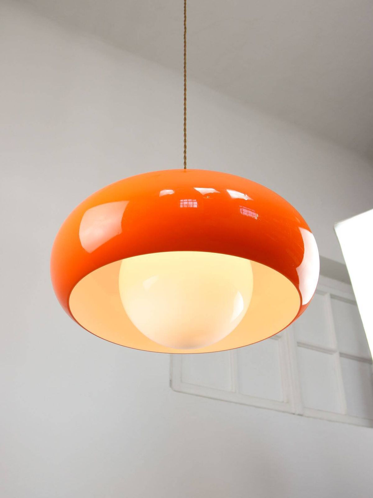 Grote Space Age hanglamp model Best van Guzzini in oranje, jaren 1970 photo vinterior