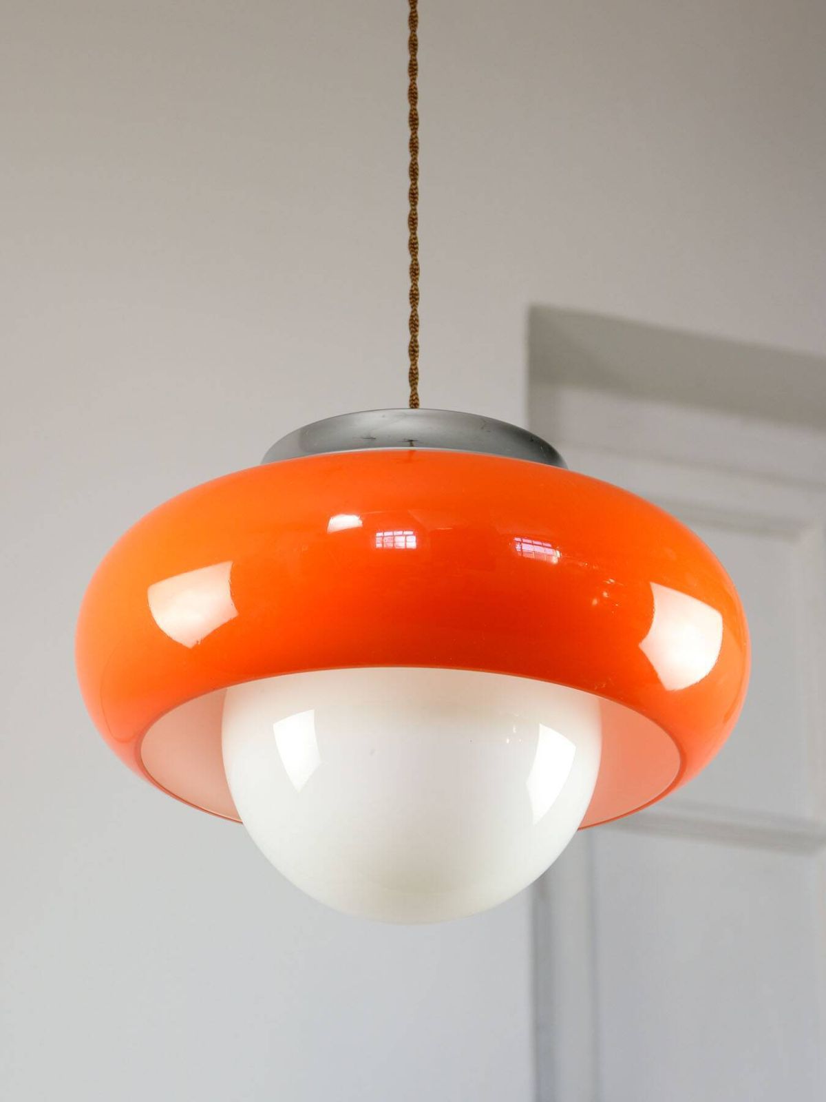 Space Age Model Best Hanglamp van Guzzini in Oranje, jaren 1970 photo vintage