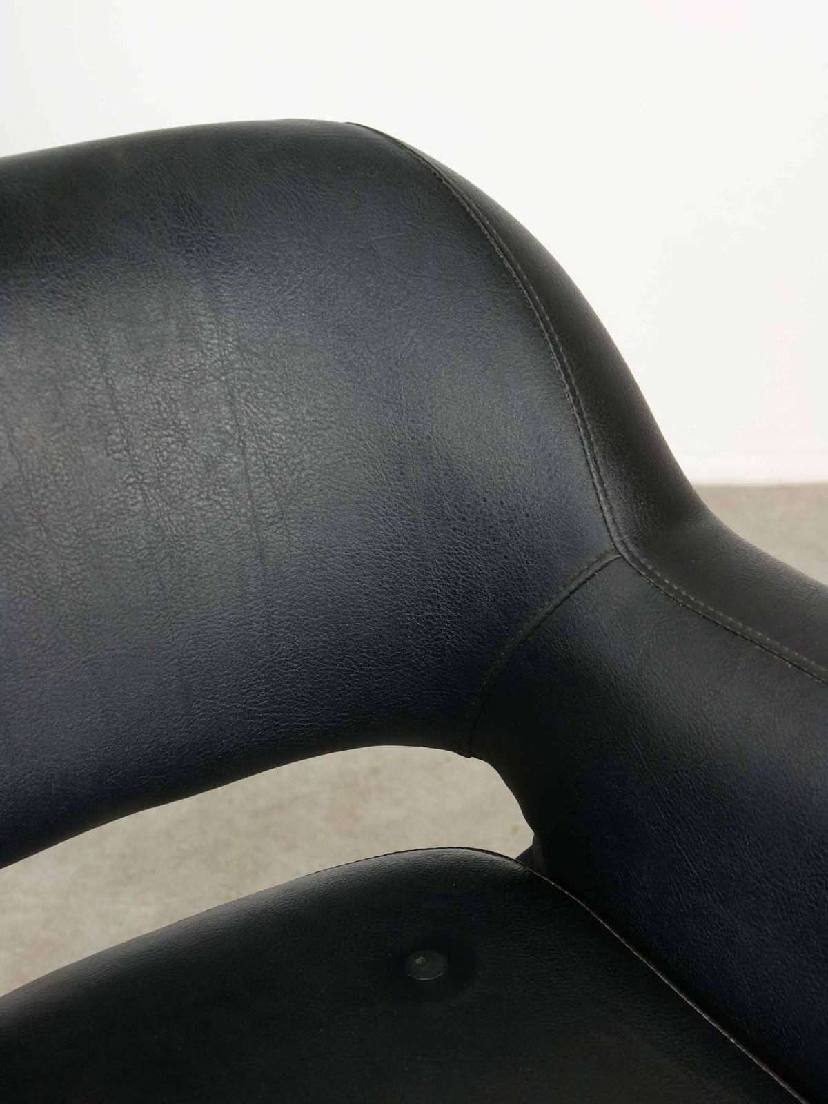 Vintage Italian Black Leatherette And Chrome Swivel Chair, 70s photo vinterior