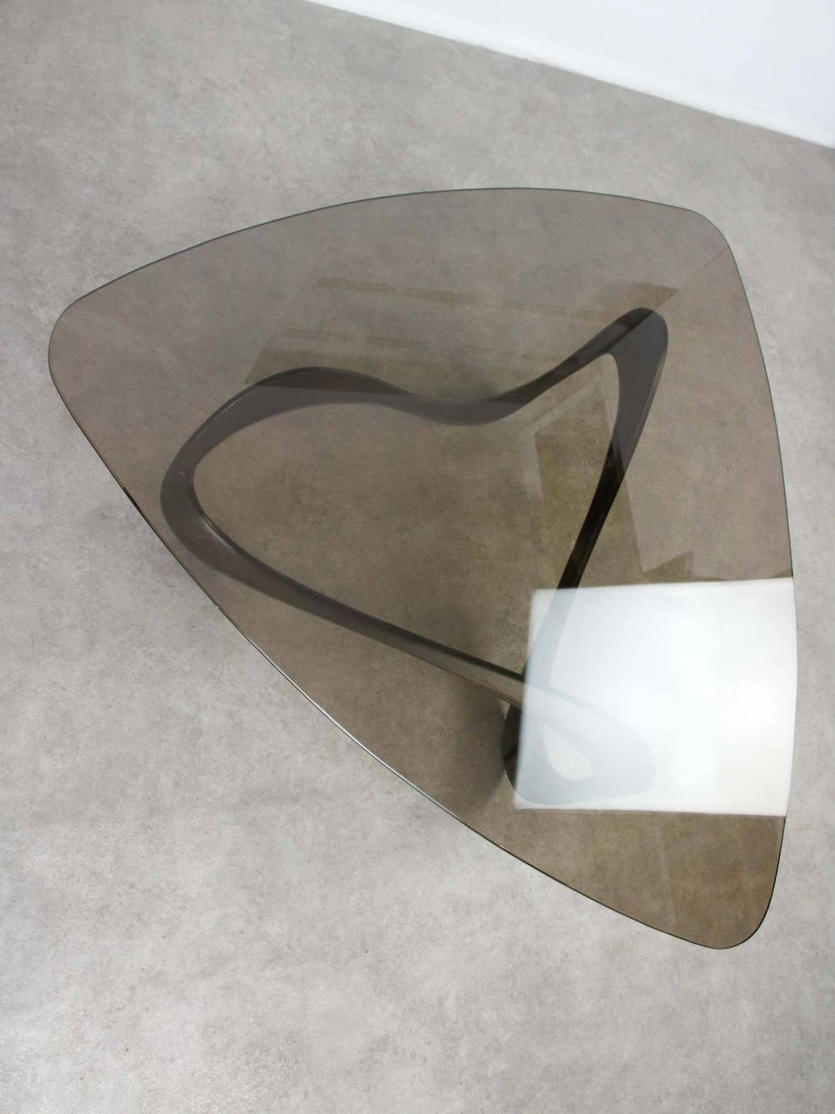 photo buy Italian Organic "Snake" Wooden And Smoked Glass Coffee Table, 1960s