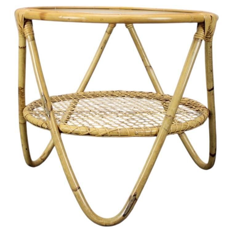 Mid Century Bamboo And Glass Coffee Table By Alan Fuchs, Czechoslovakia, 1960s