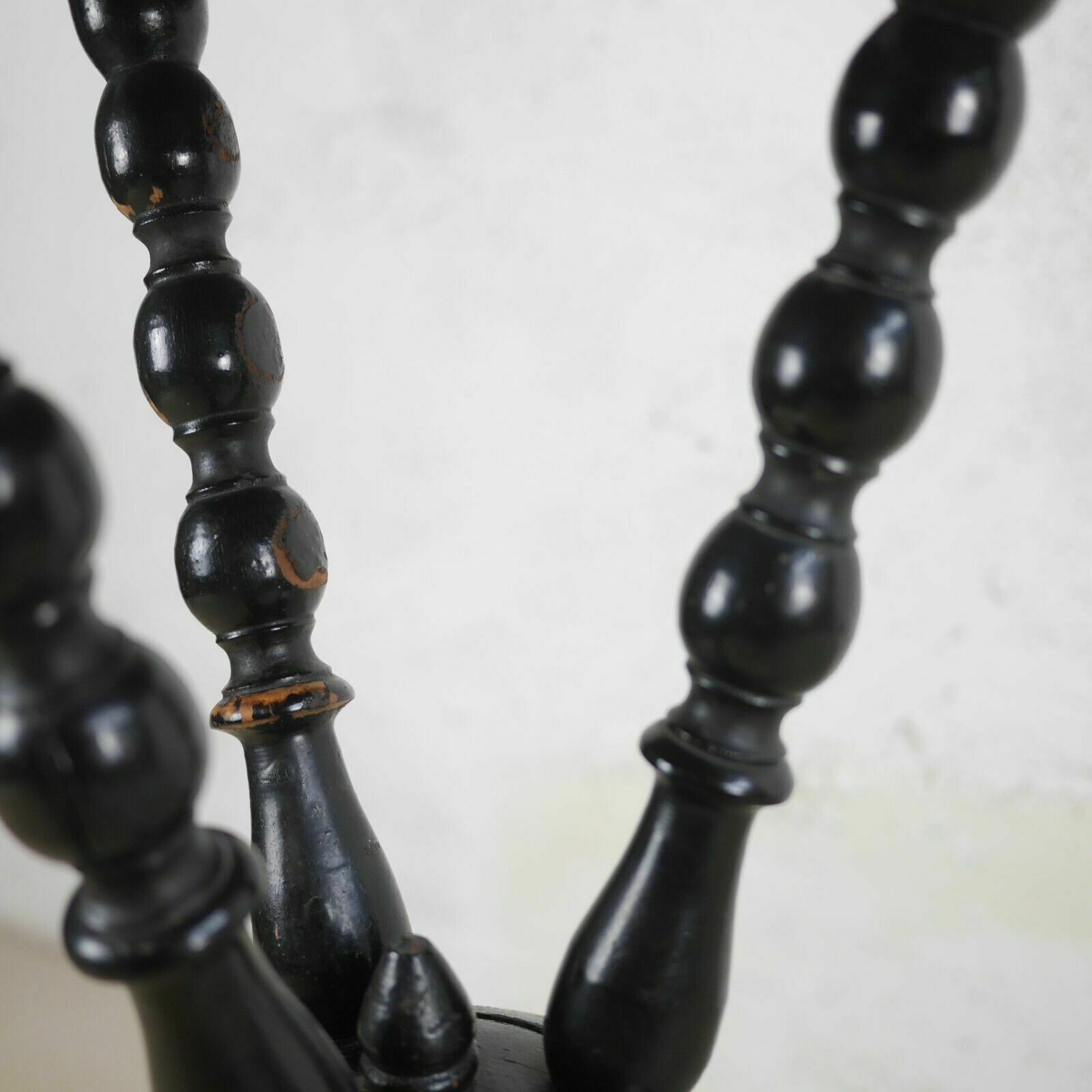 photo for sale Antique Victorian Ebonised Gypsy Octagonal Side Lamp Table Bobbin Legs Green Top