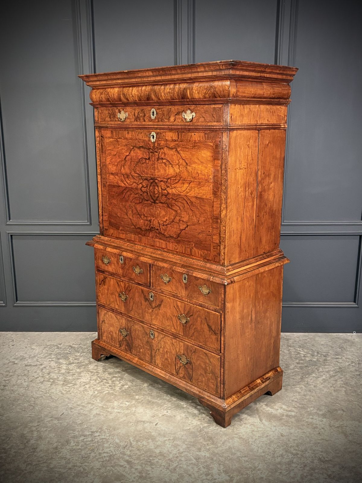 photo for sale Queen Anne Walnut Secretaire Chest / Escritoire
