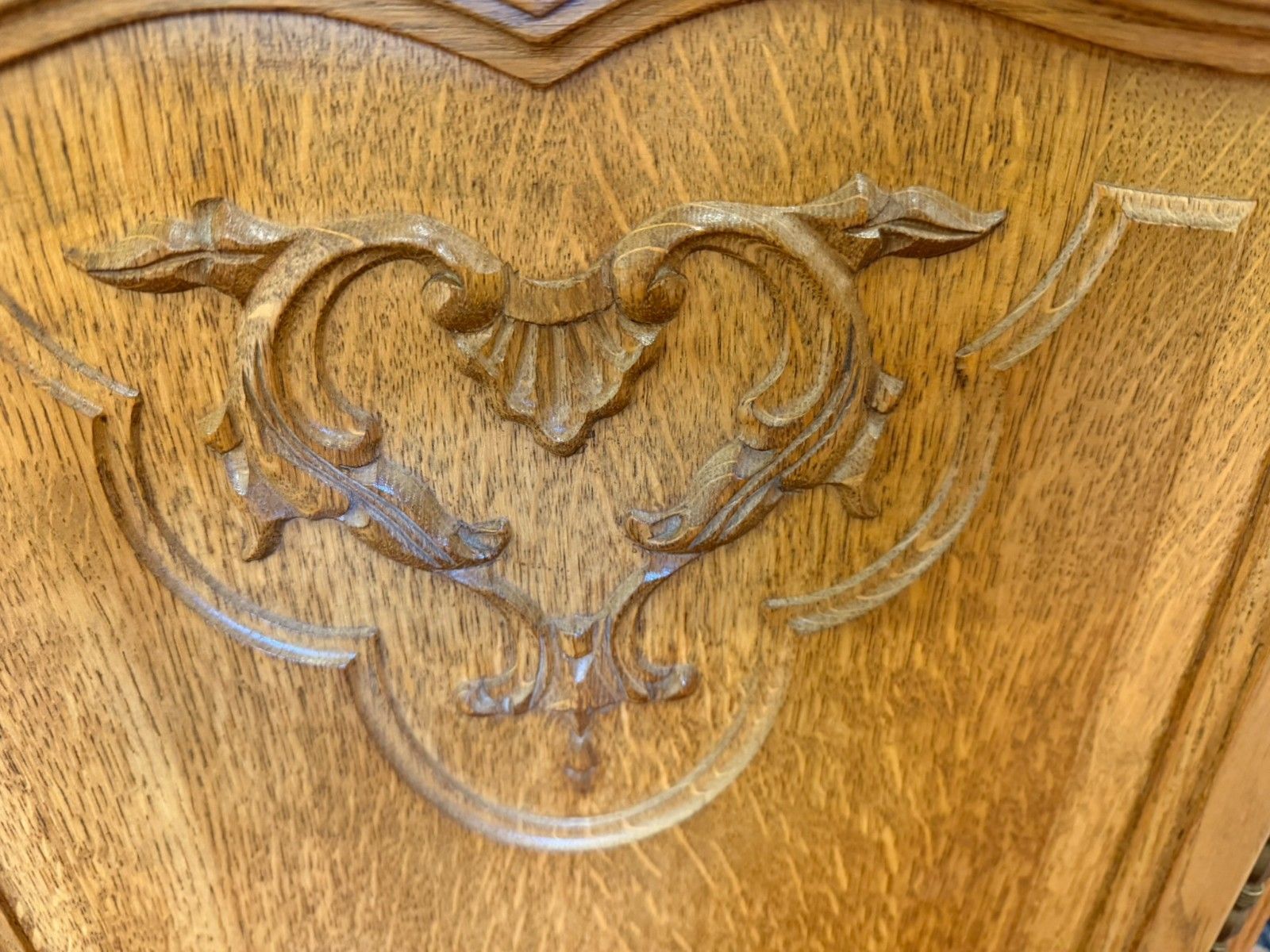 photo vinterior French Carved Oak Two Door Bookcase Circa 1950