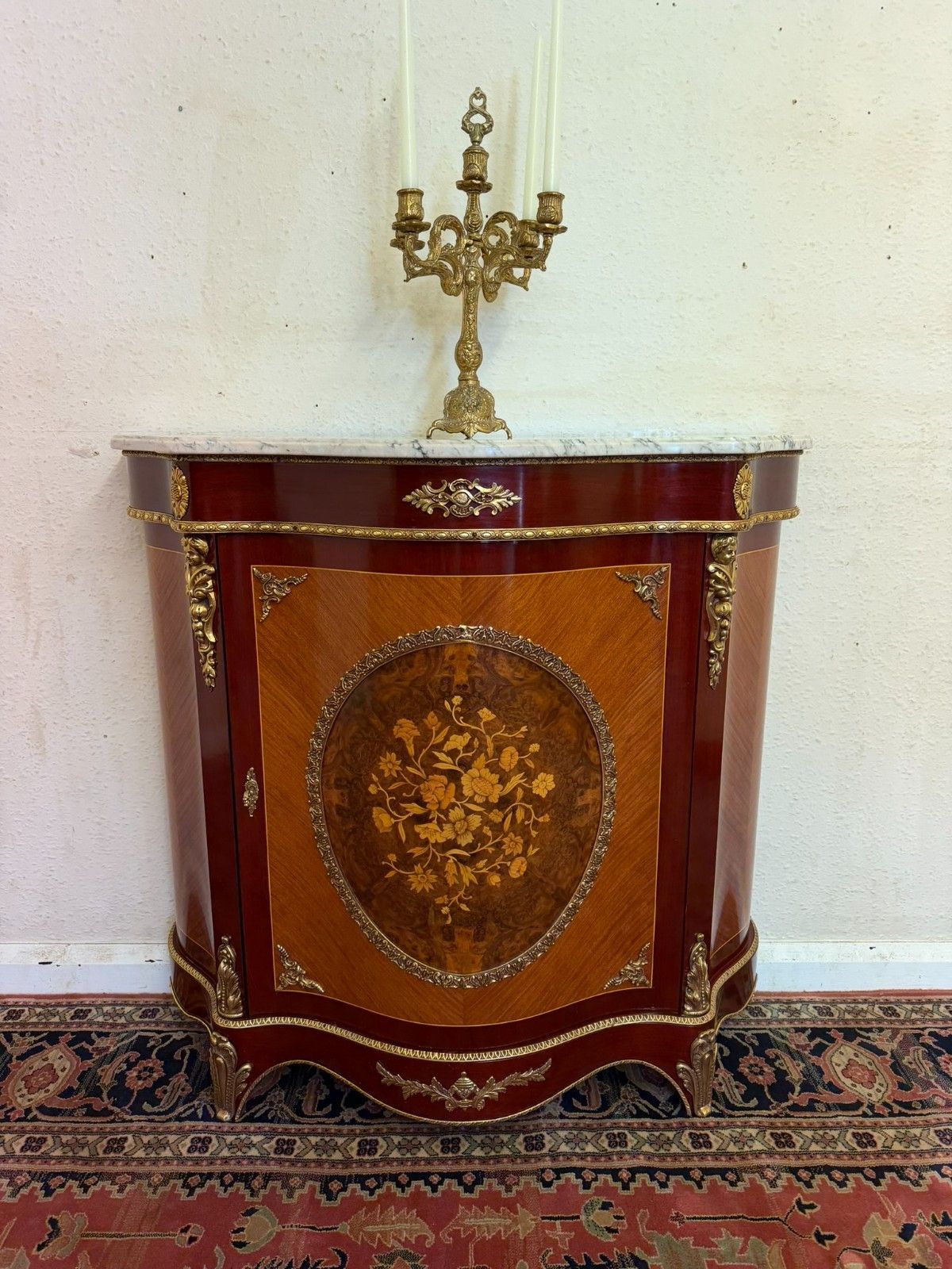 Quality French Marble Top Curved Side Cabinet photo Furniture