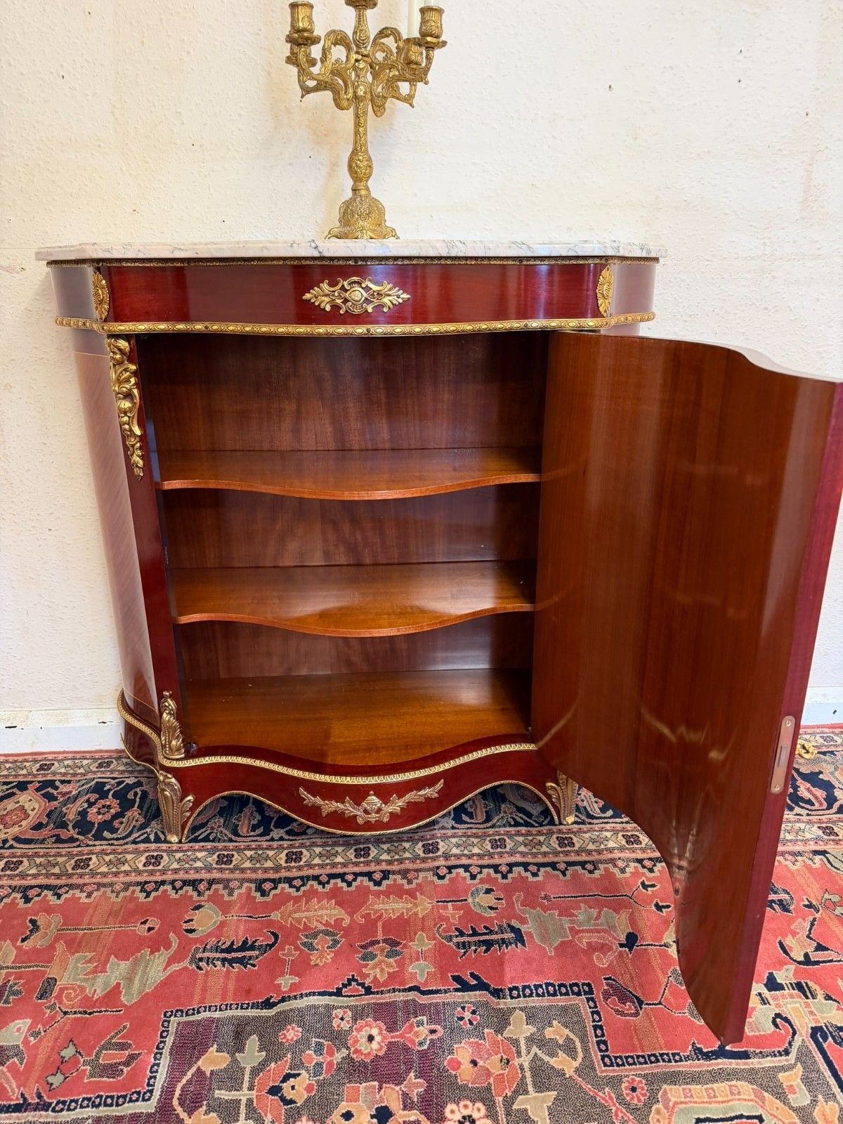 Quality French Marble Top Curved Side Cabinet photo vinterior