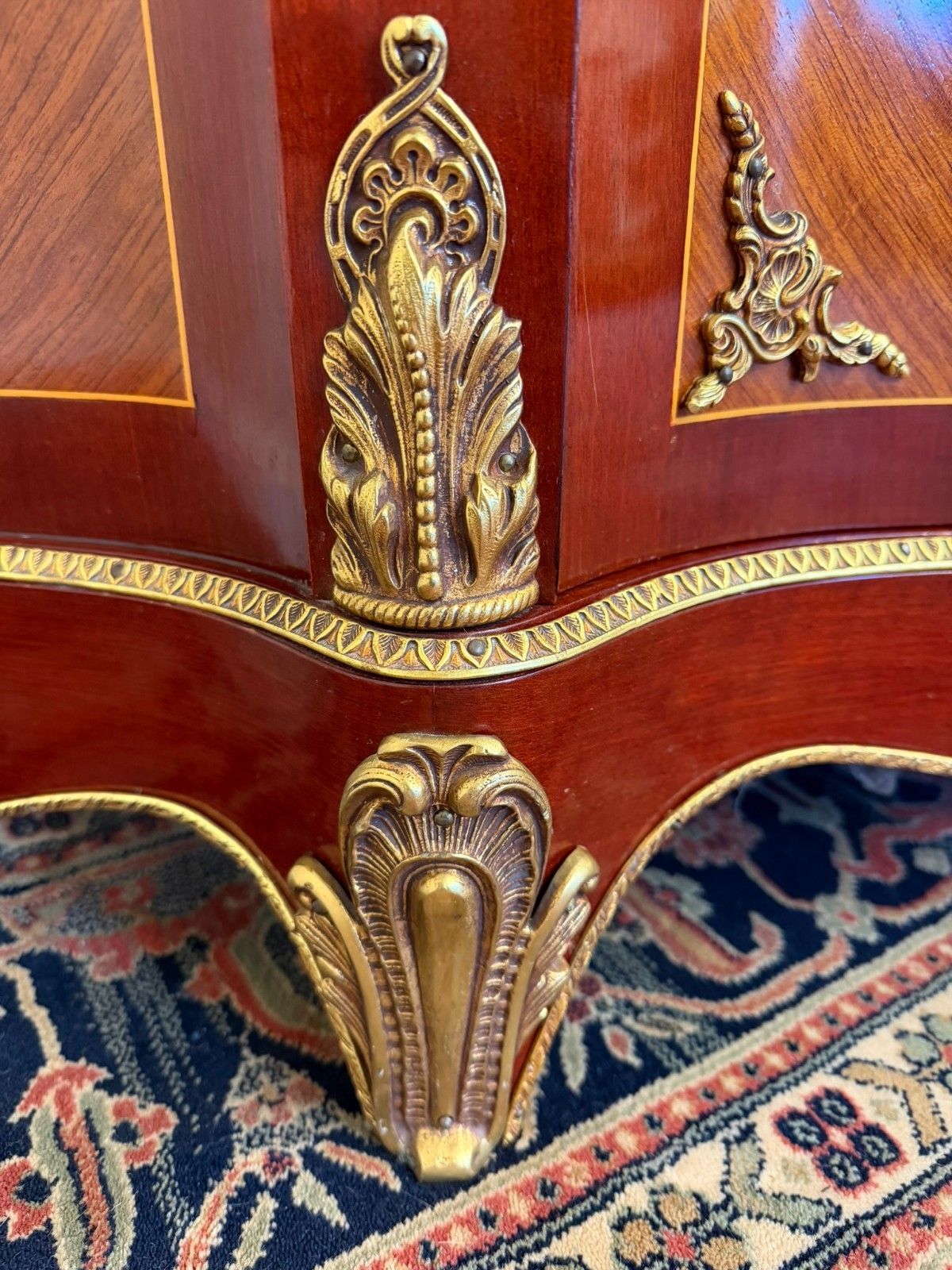 photo for sale Quality French Marble Top Curved Side Cabinet