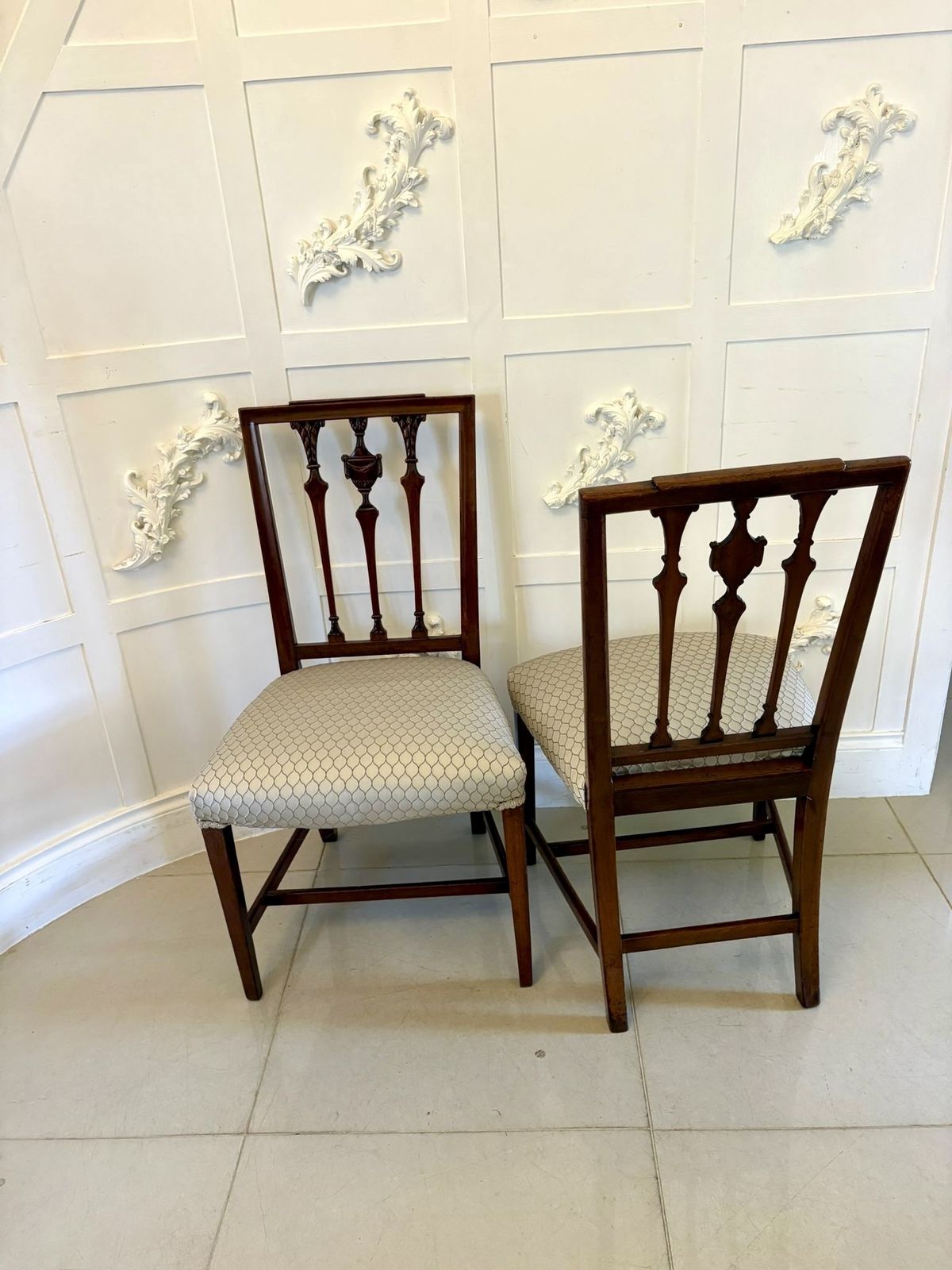 photo buy Antique 19th Century English Mahogany Dining Chairs Set Of 8 Carvers Newly Upholstered