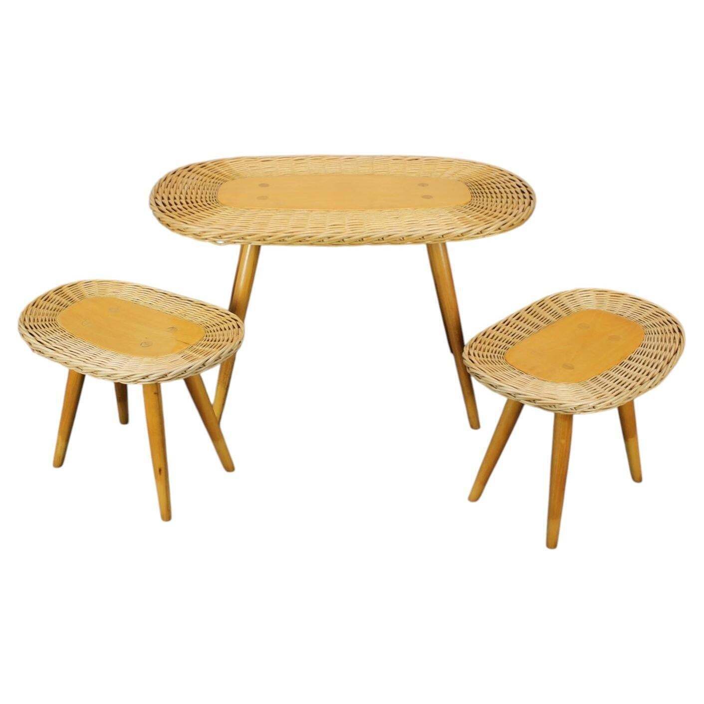 Mid Century Rattan Seating Set By Uluv, Czechoslovakia, 1960s