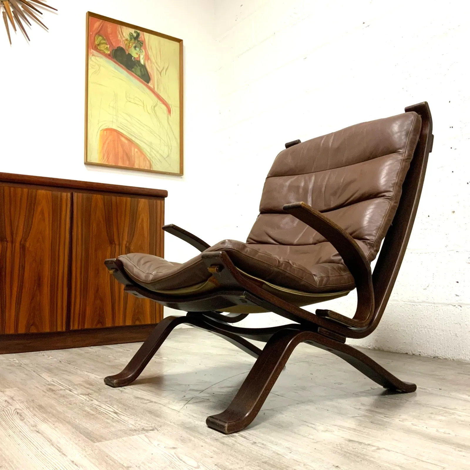 Vintage Danish “Focus” Sling Lounge Chair  By H W Klein For Bramin Mobler 1970s