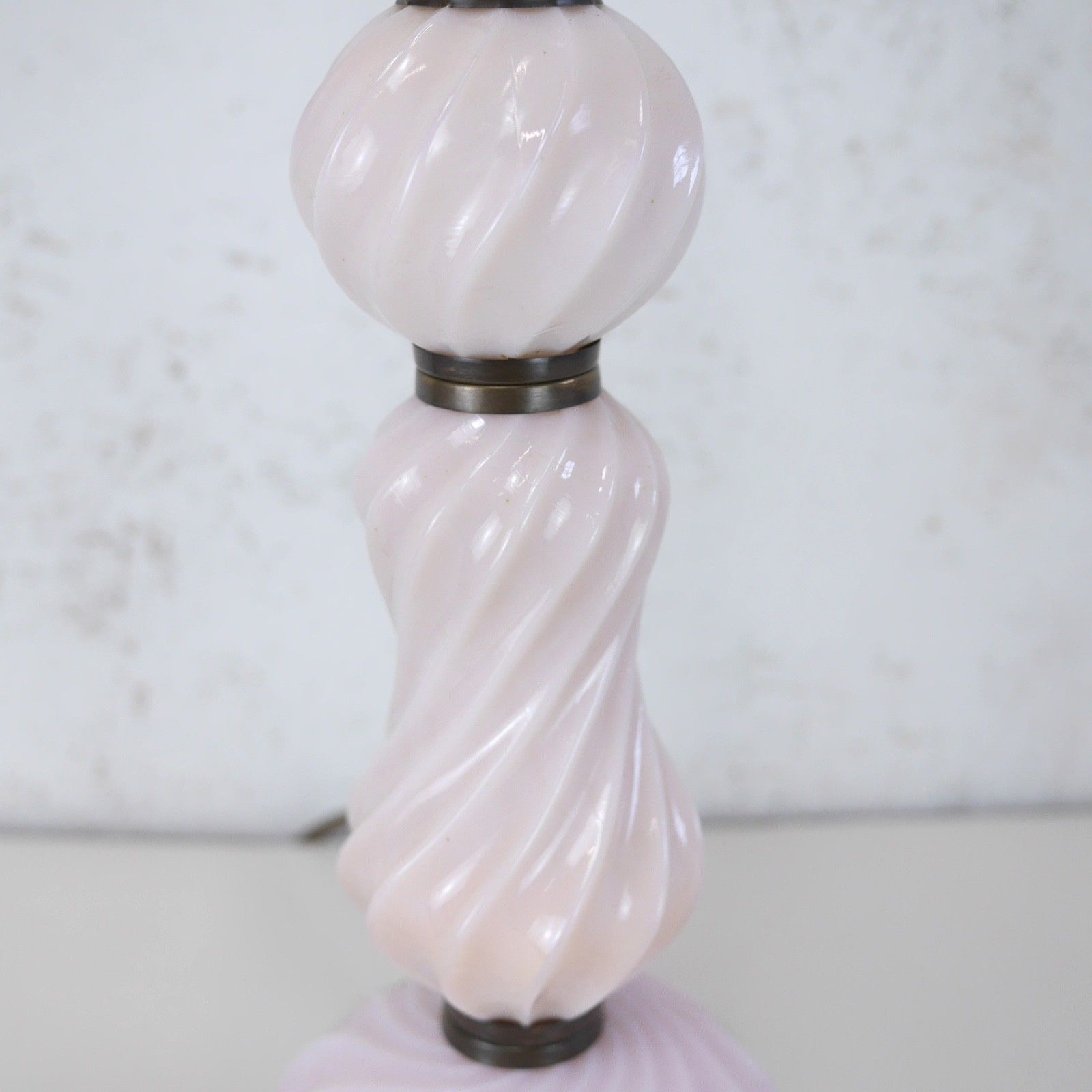 photo furniture Vintage Pale Pink Milk Glass Brass Murano Style Lamp #102952