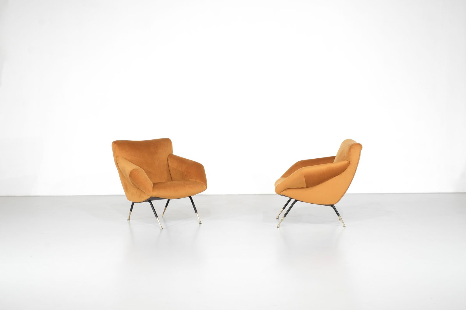 Pair Of Armchairs In Fabric, Italy 1960s.